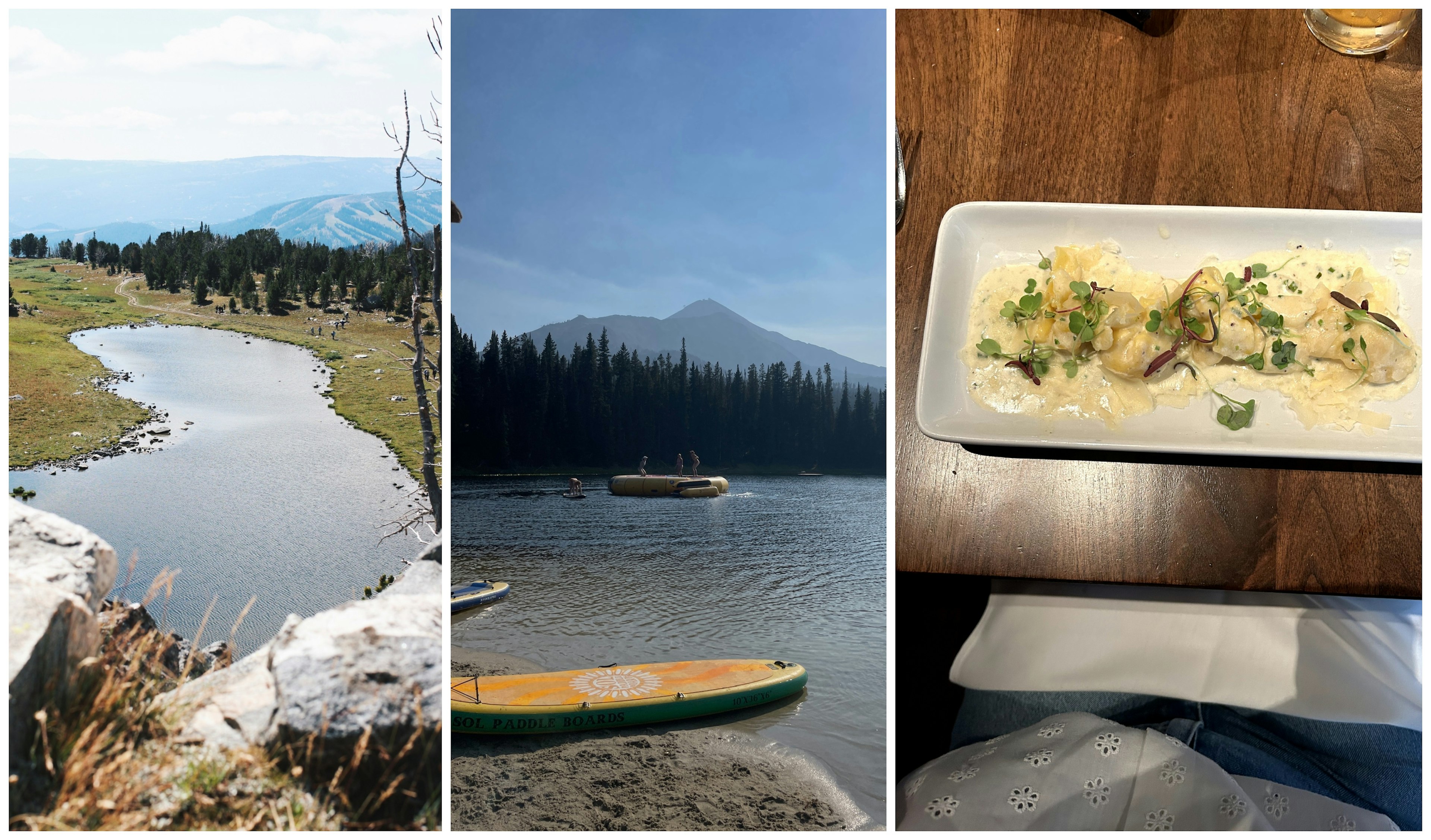 Left: Beehive Basin; Middle: Moonlight Basin lake; Right: Sachetti at Michaelangelo's