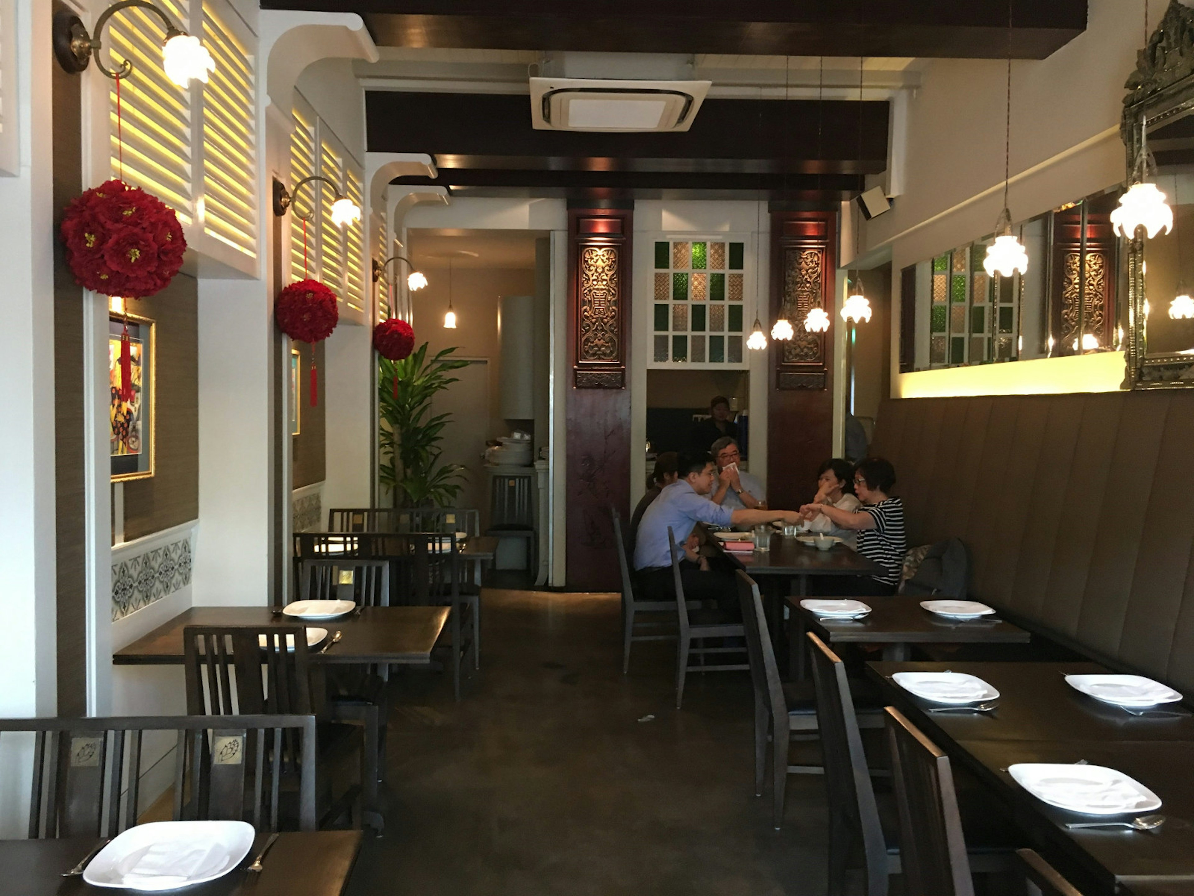 The interior of Blue Ginger restaurant in Singapore