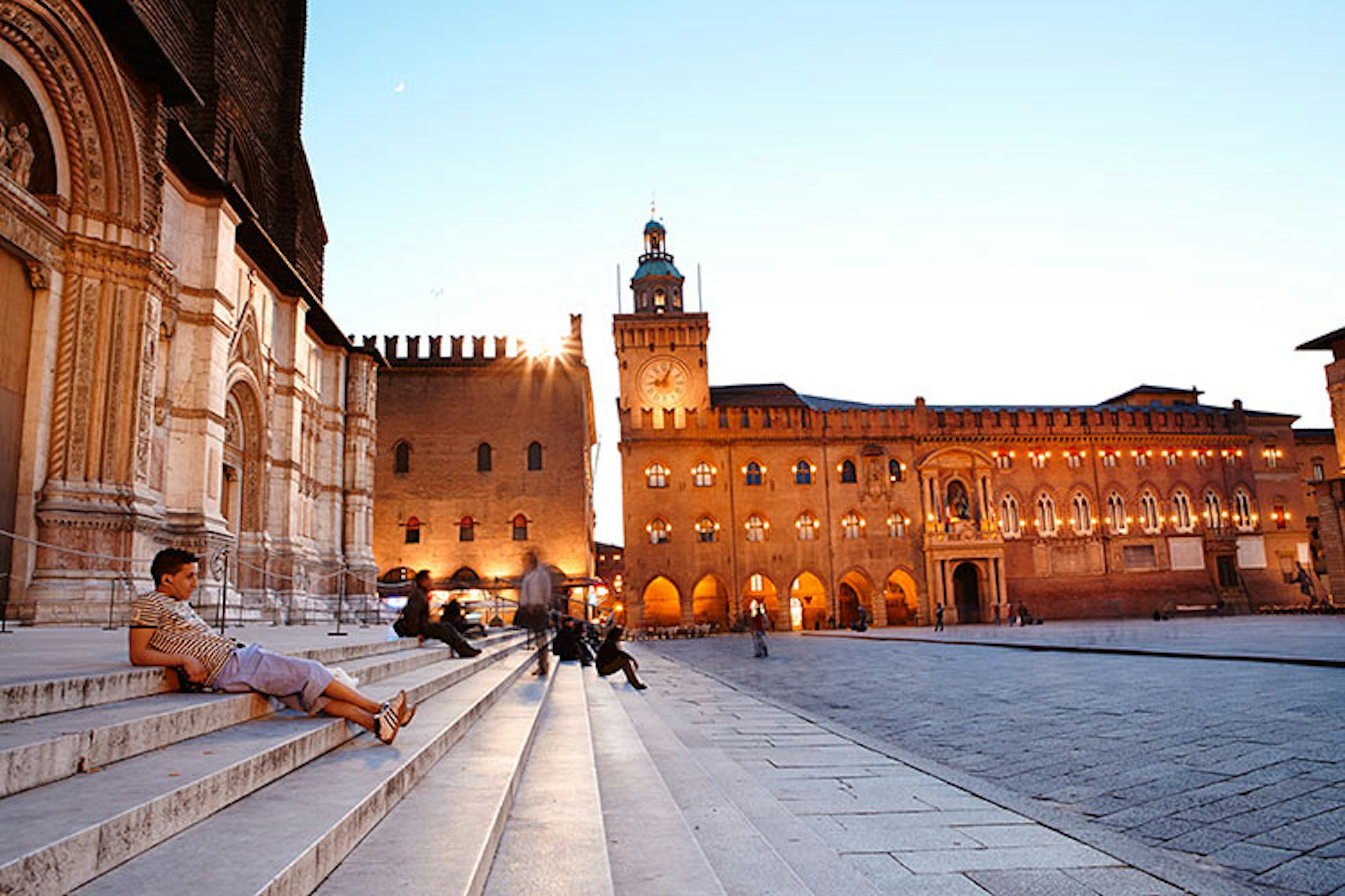 Bologna’s Piazza Maggiore, flanked by Renaissance mansions. Image by Lonely Planet Traveller