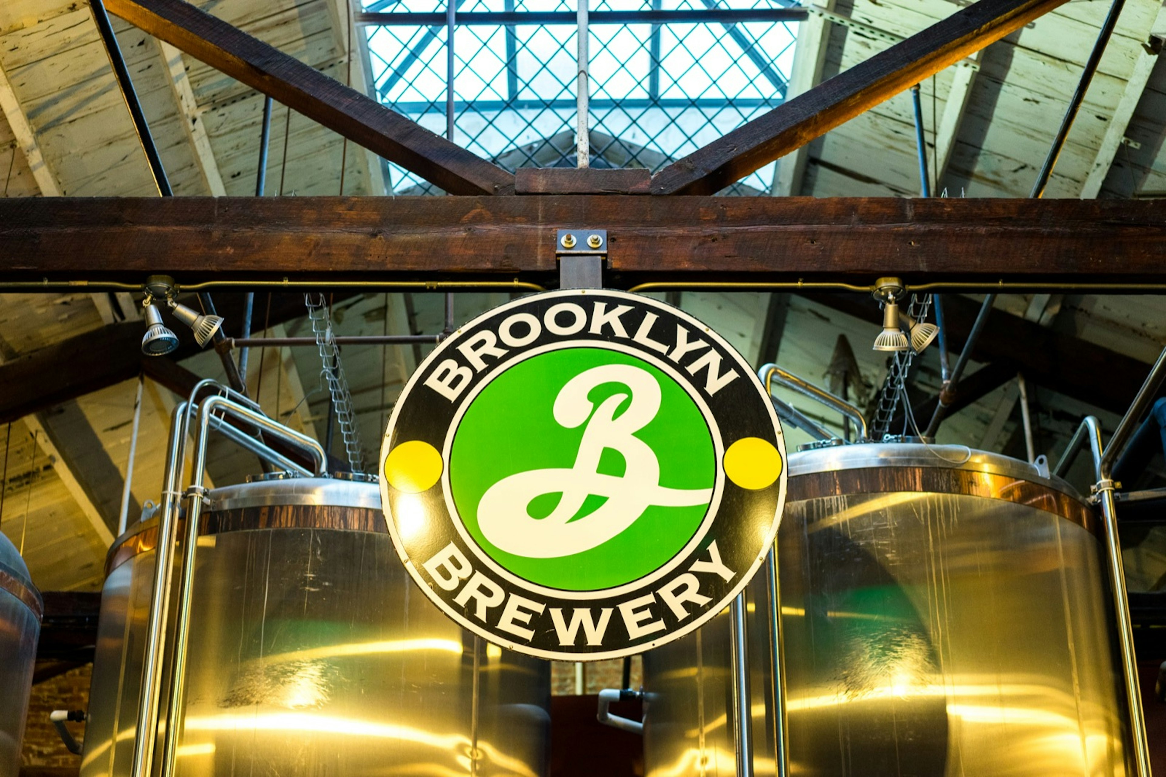 A green, black and white sign hangs above the Brooklyn Brewery in Williamsburg. New York has joined the craft breweries bandwagon.