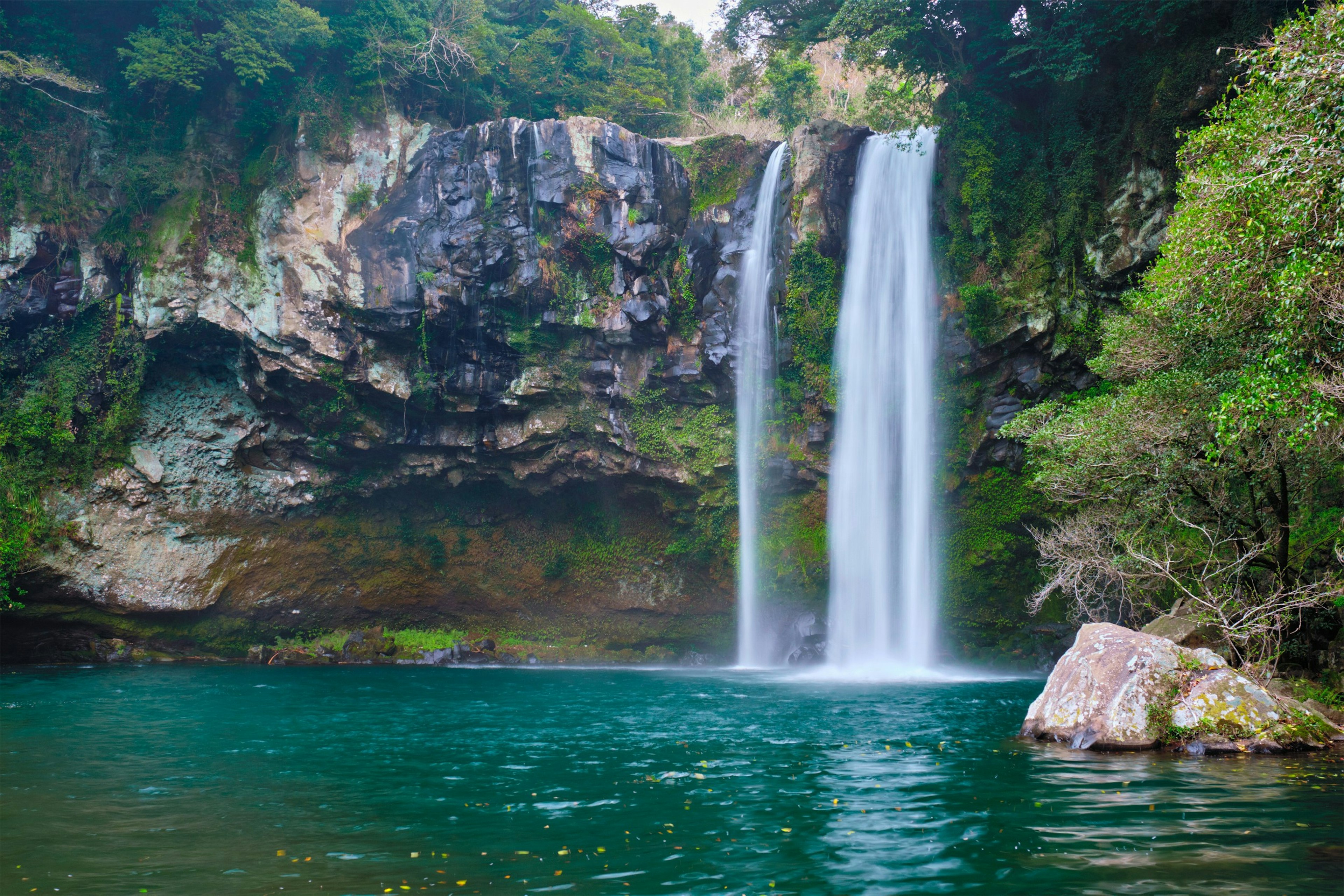 Cheonjiyeon Falls in Jeju Island in South Korea