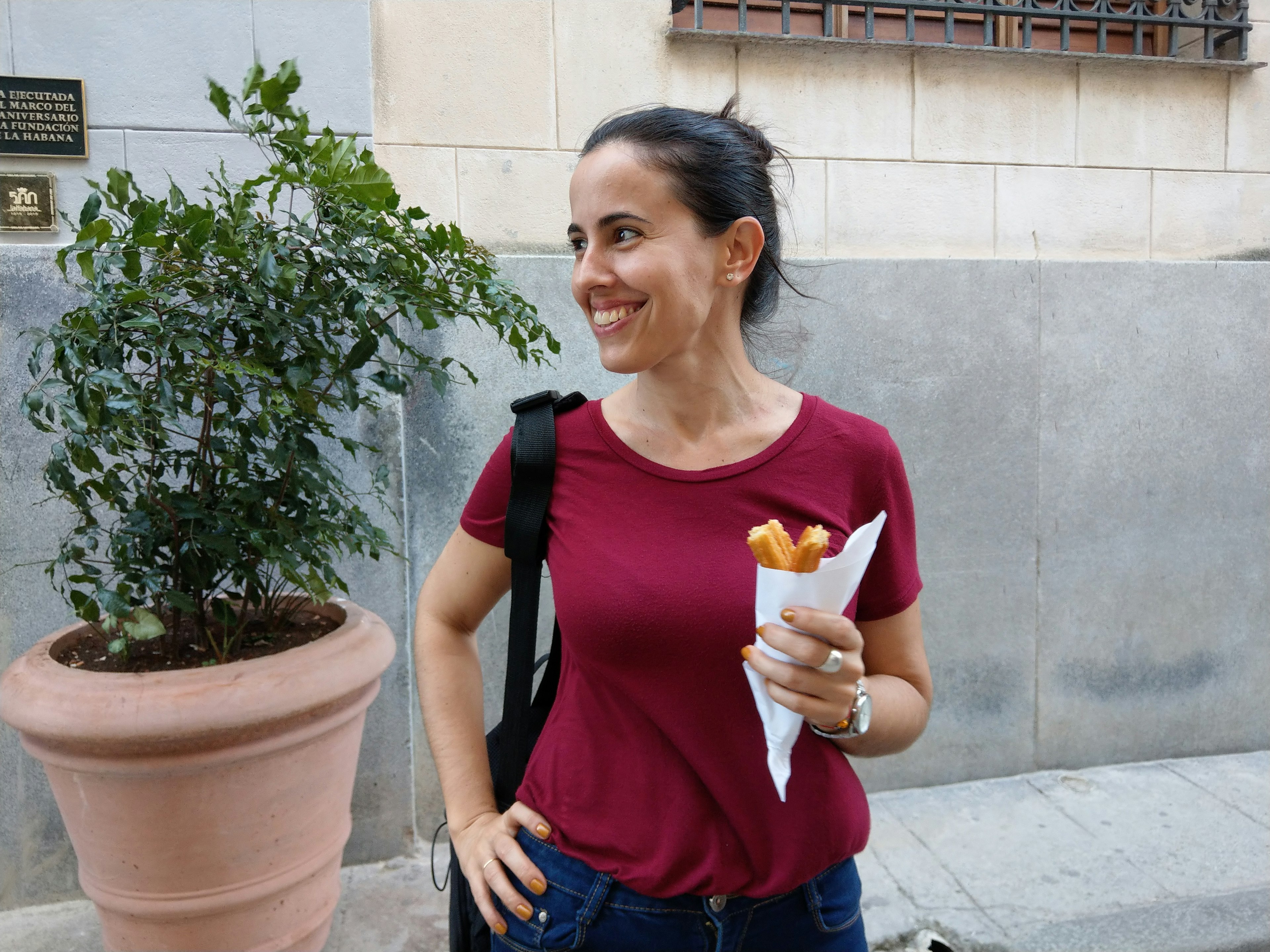 Diana Rita at a churro stall.