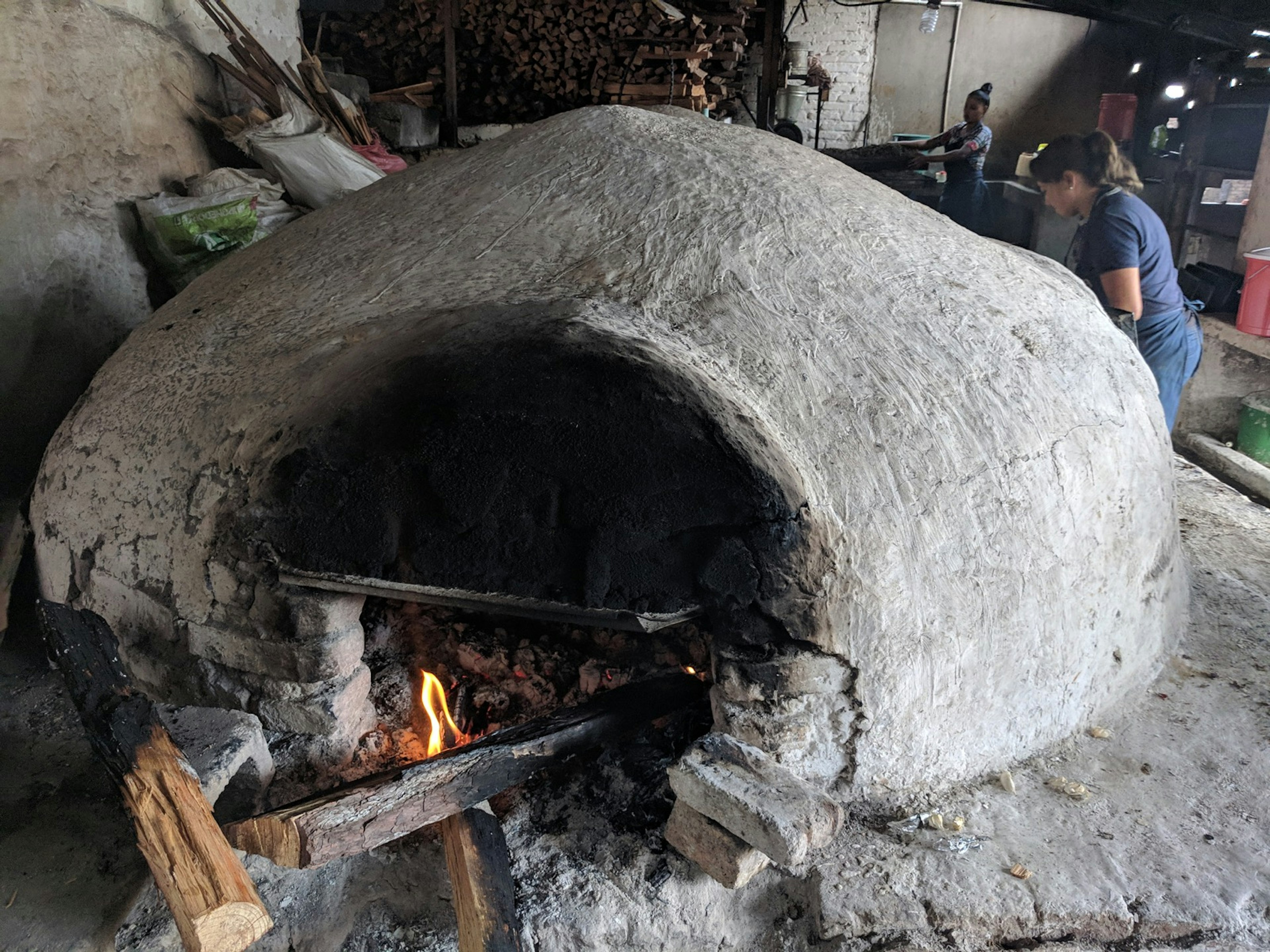 A domed wood-burning clay oven roasts pork at La casa de Doňa Olimpia in Santa Rosa, Honduras