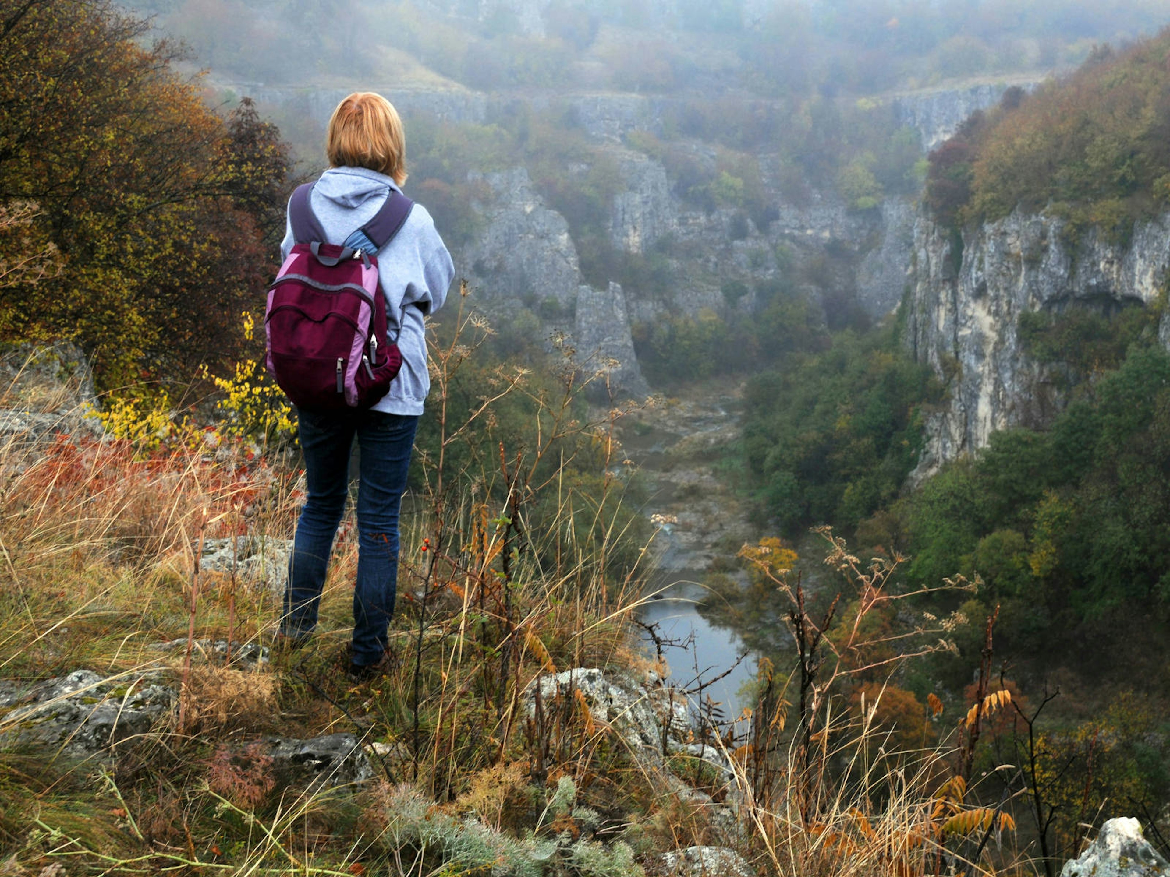 The colourful Emen Canyon on a foggy autumn morning