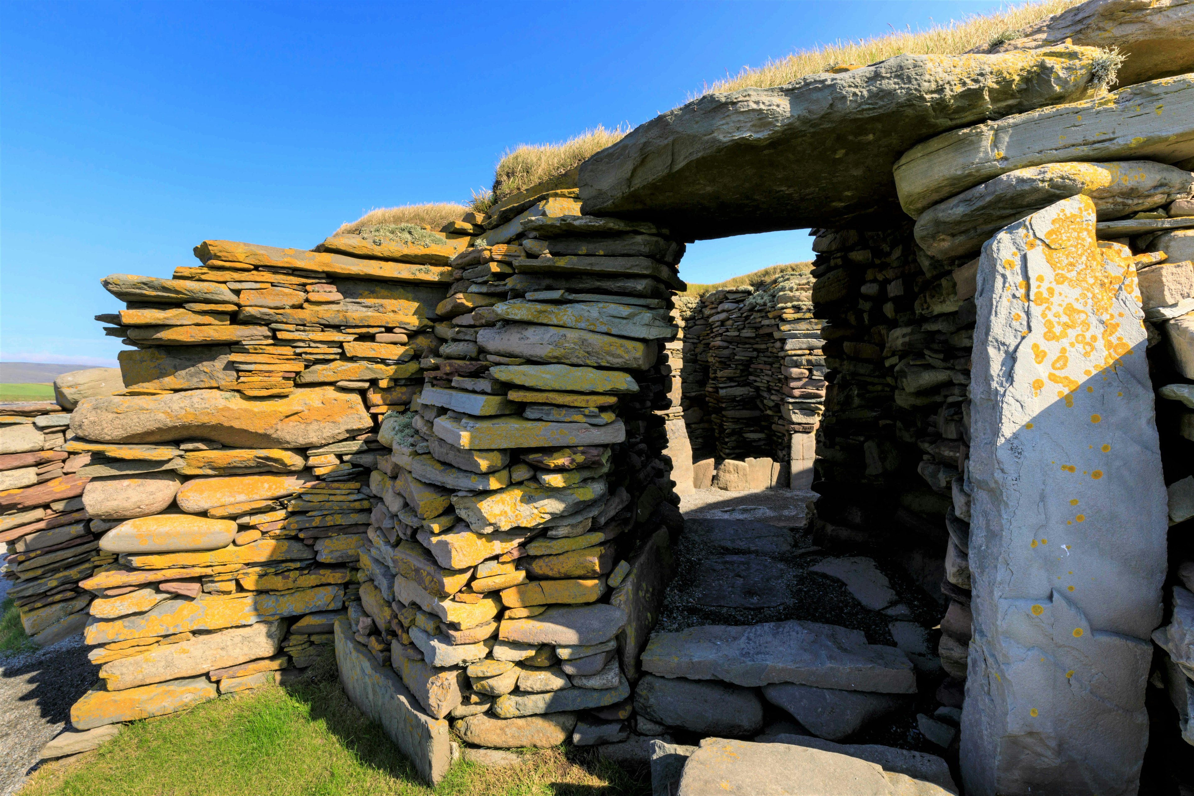 A entrance made of stone slabs at Jarlshof historic site