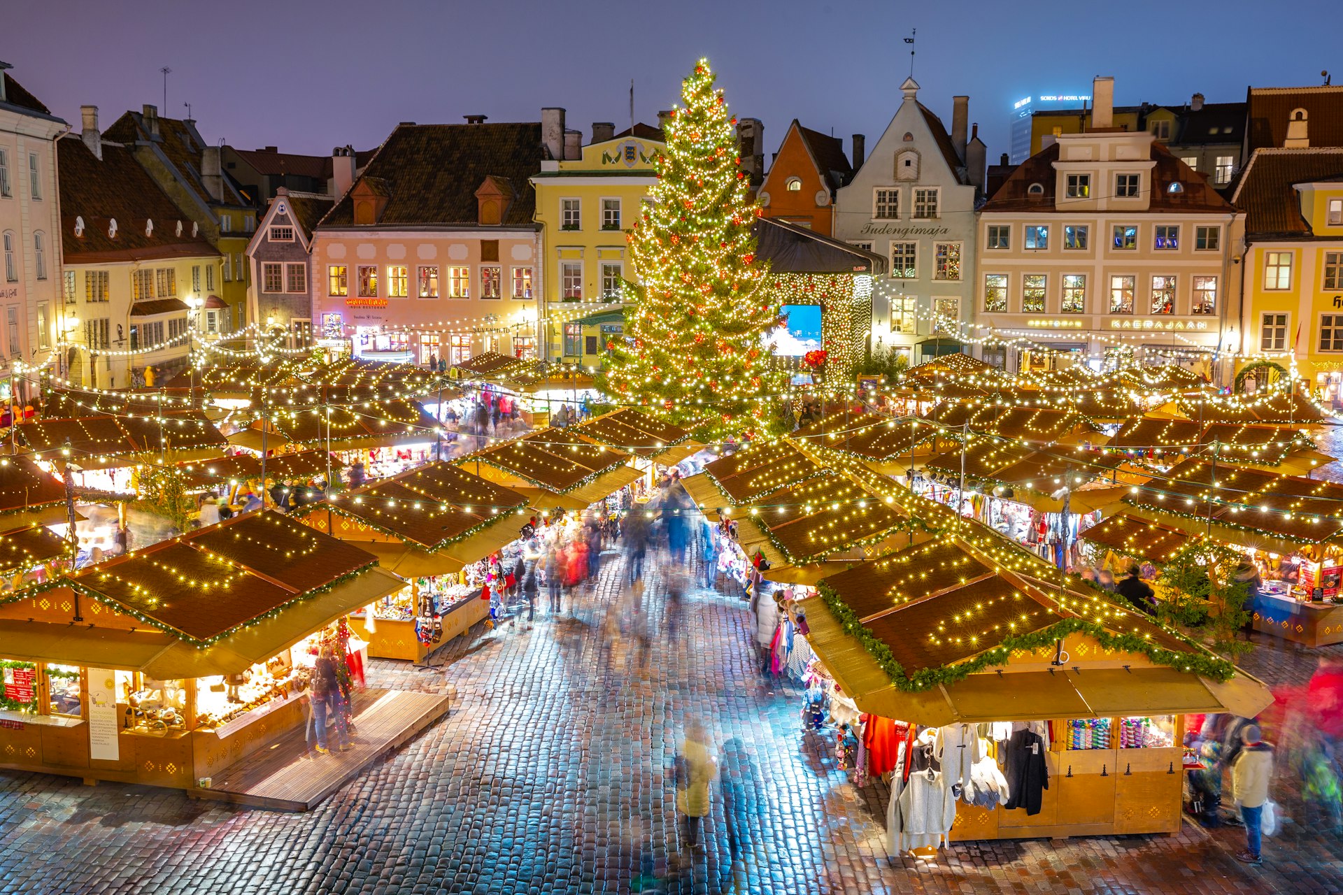 Christmas market at town hall square in the Old Town of Tallinn, Estonia