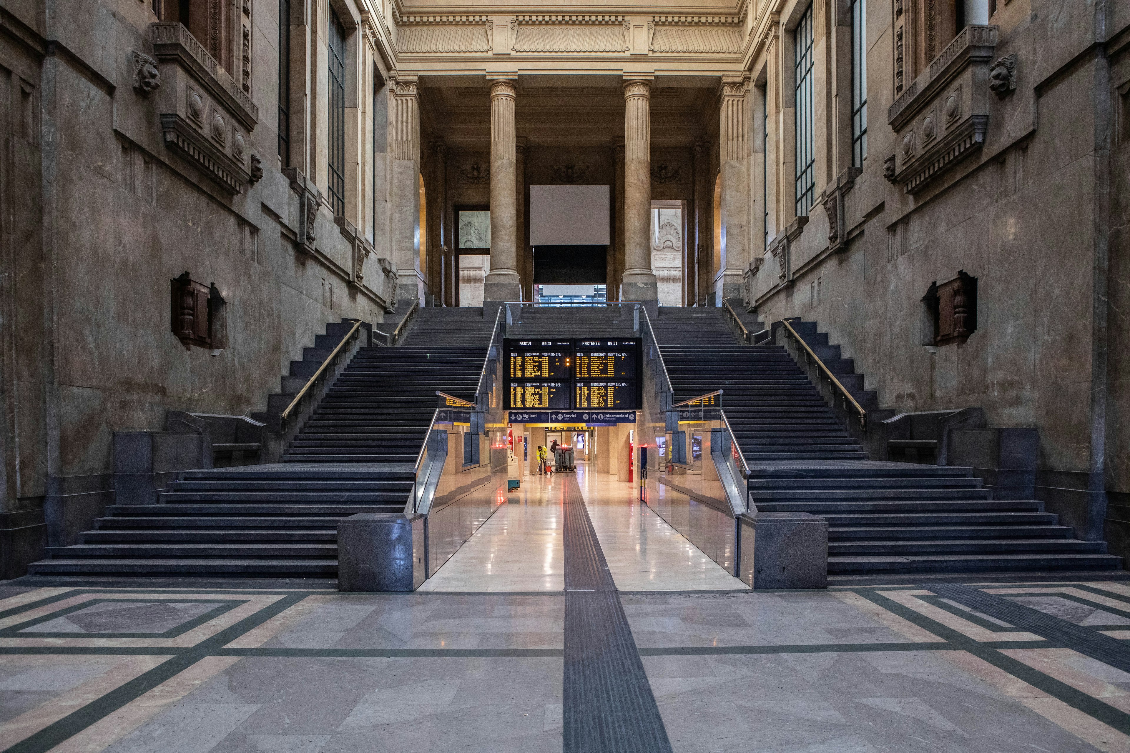 The empty train station of Milan.