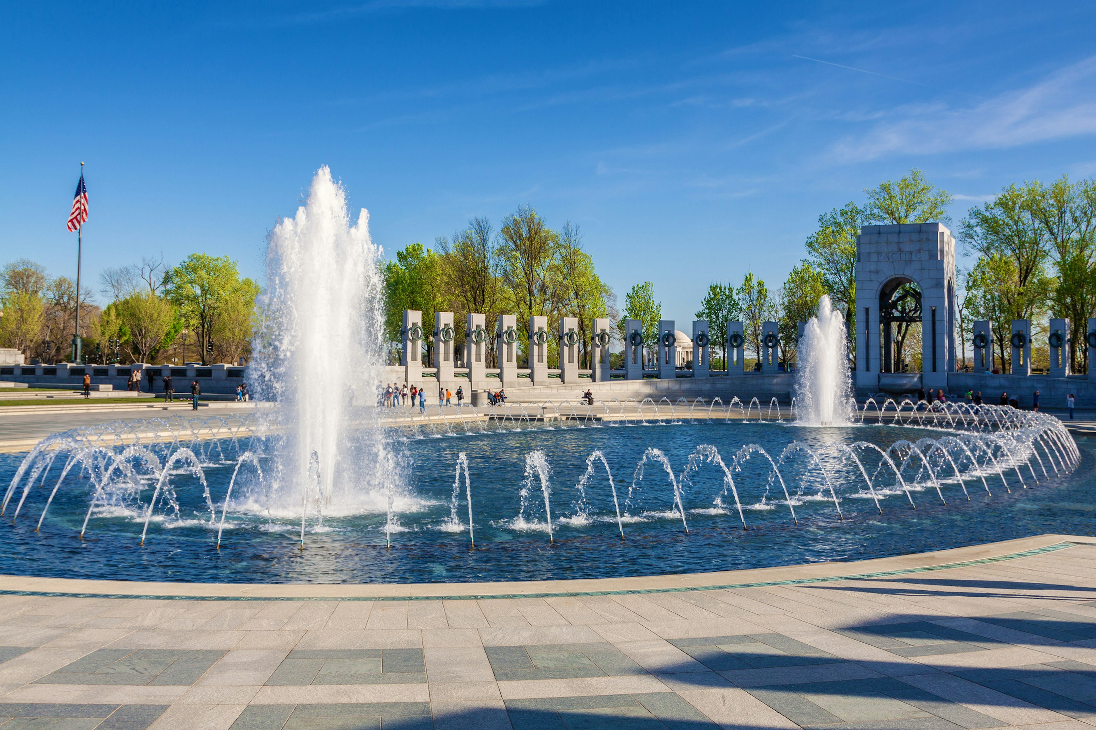 The National WWII Memorial honors the 16 million US soldiers who served in the conflict.