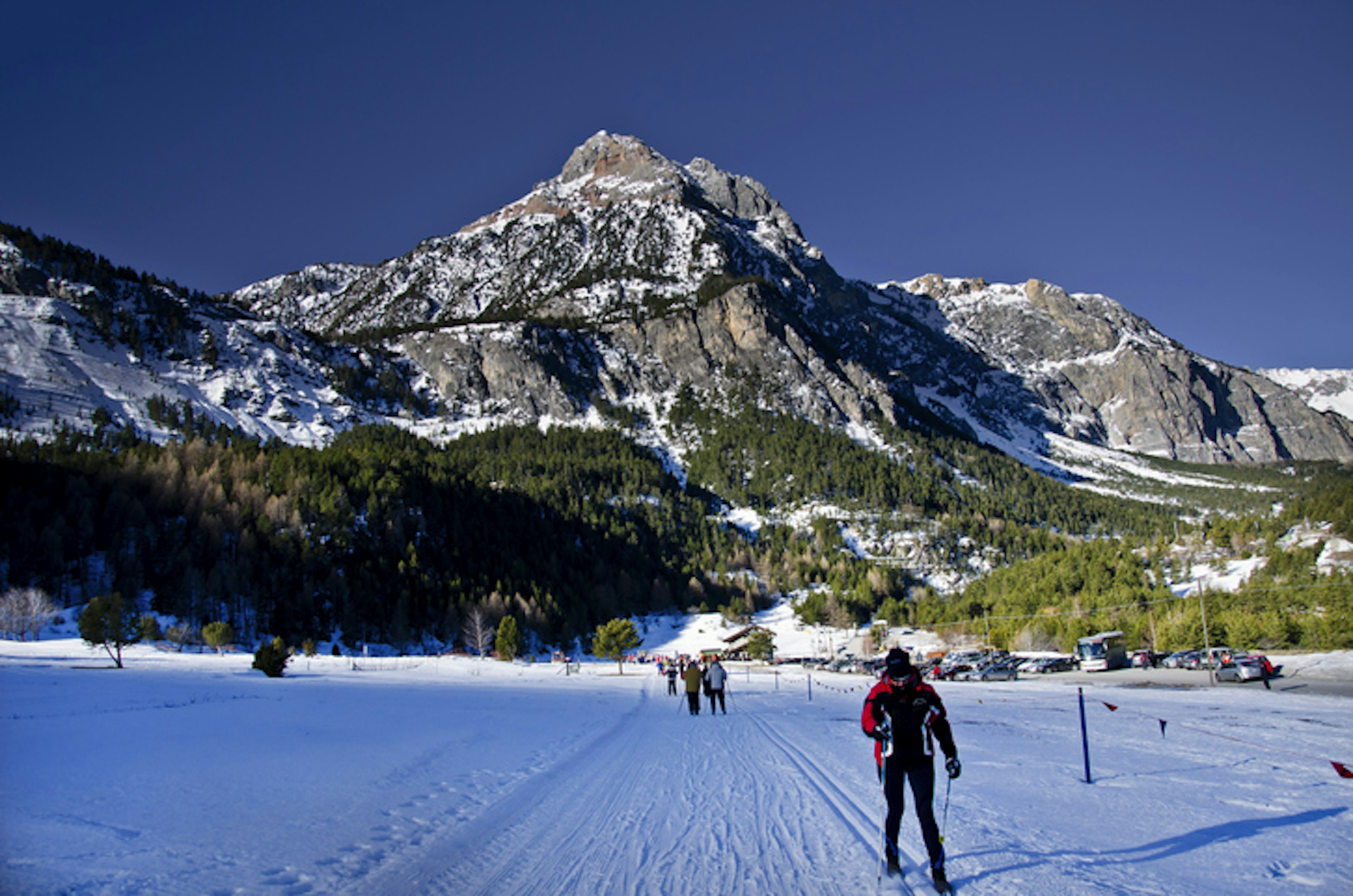 Cross country skiing at Pian del Colle, Bardonecchia, Turin, Piedmont, Italy.
134230709