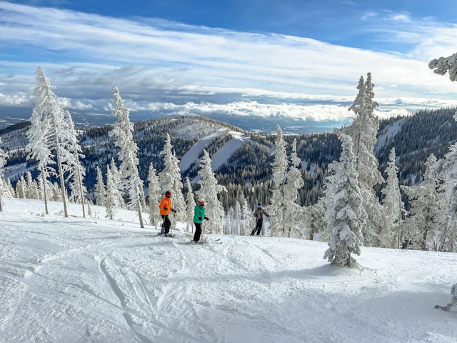 Weave your way through Schweitzer's snow-covered forest. Debbie Galbraith/Getty Images