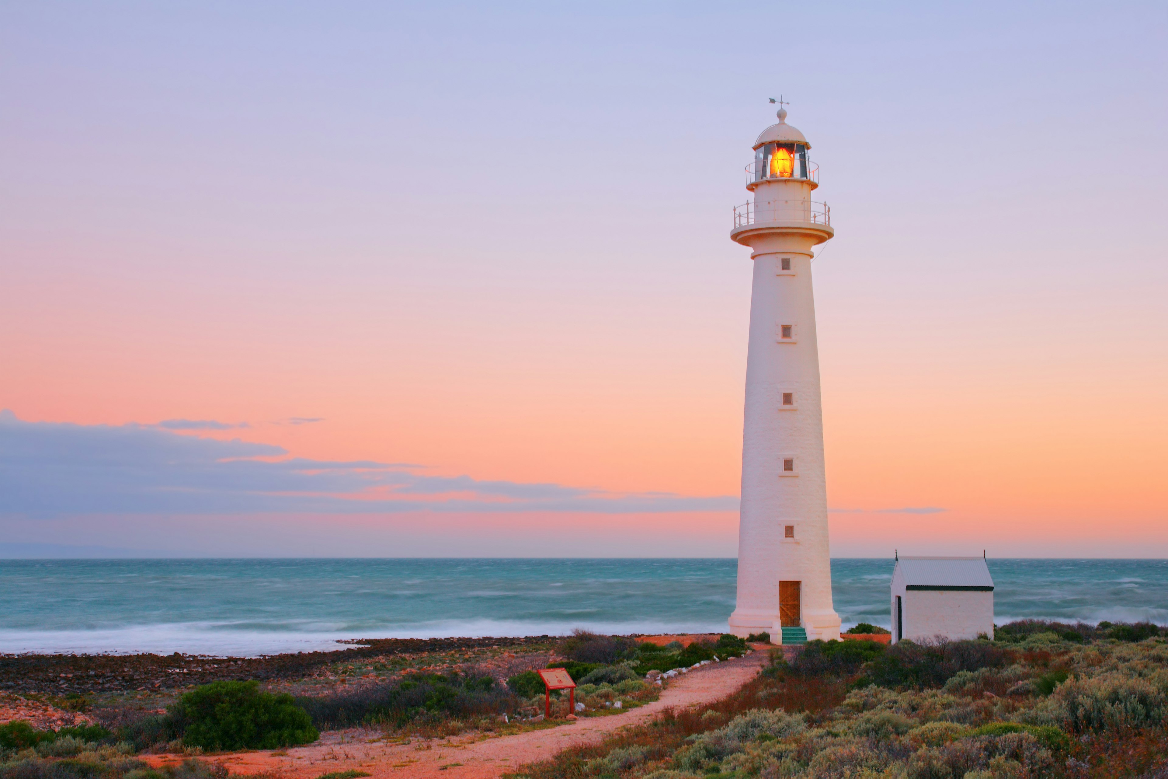 Point Lowly lighthouse at sunset by Yury Prokopenko