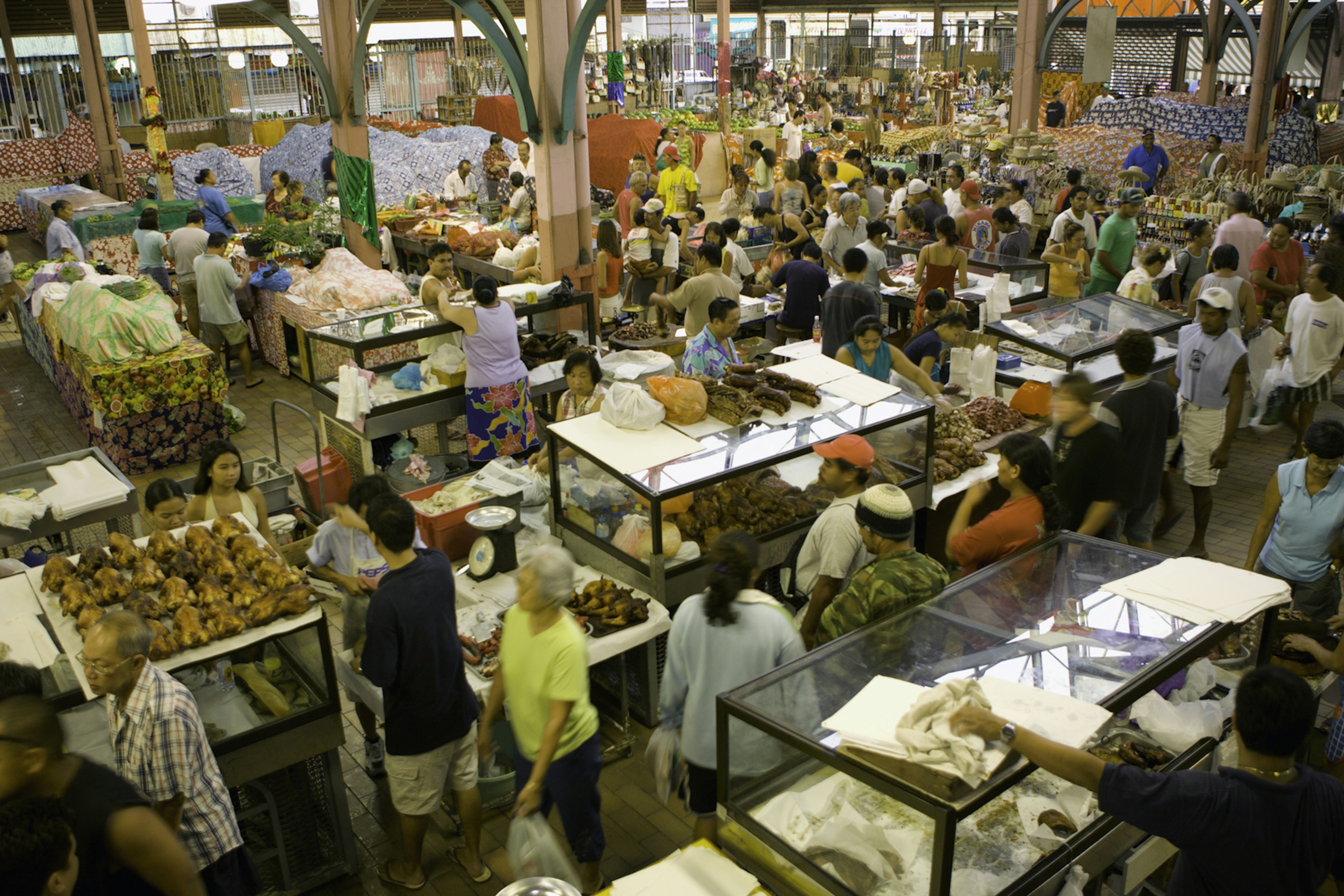 Pape’ete’s bustling main market in Tahiti