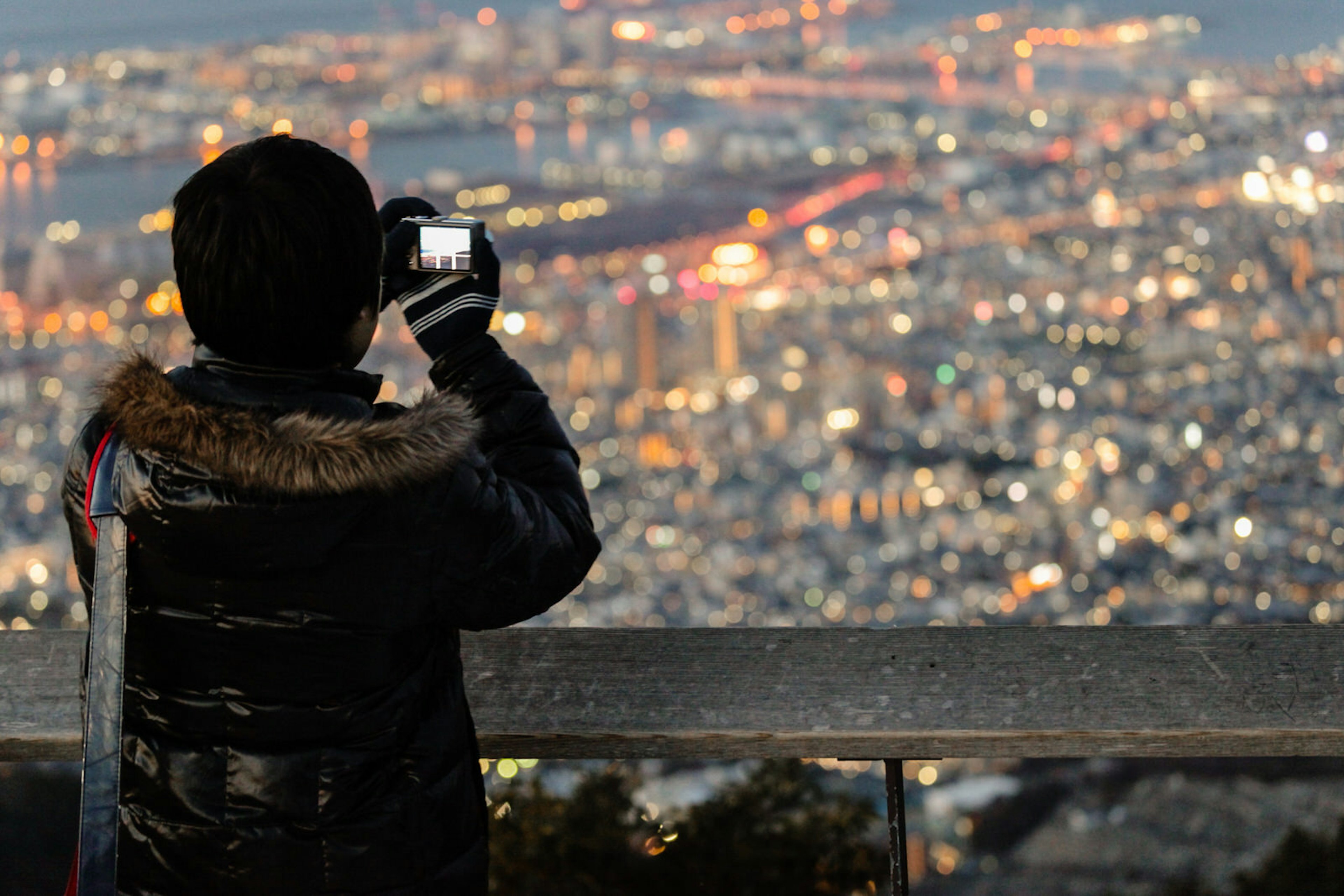 City view with a boy