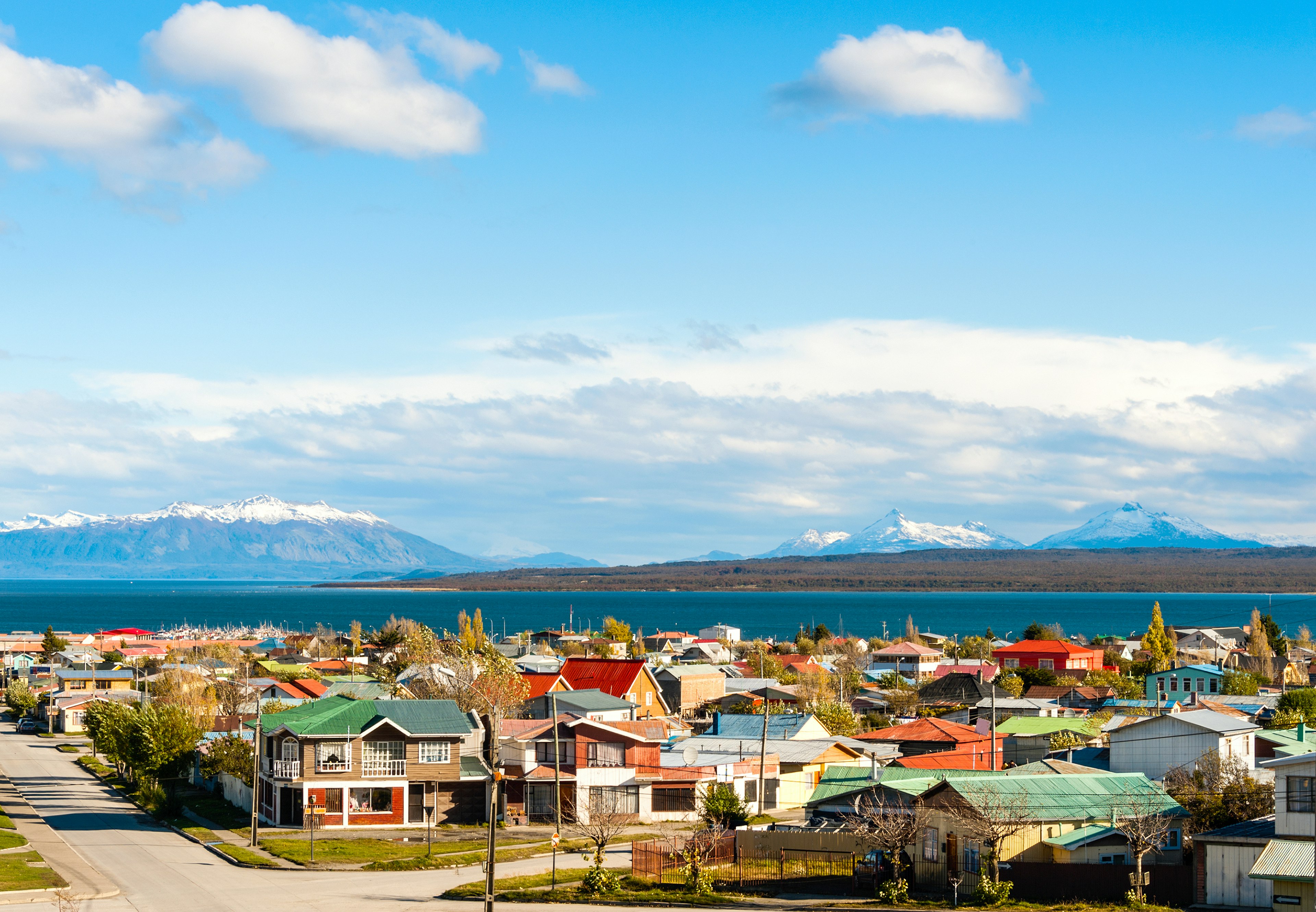 The colorful rooftops of Puerto Natales, Patagonia, Chile