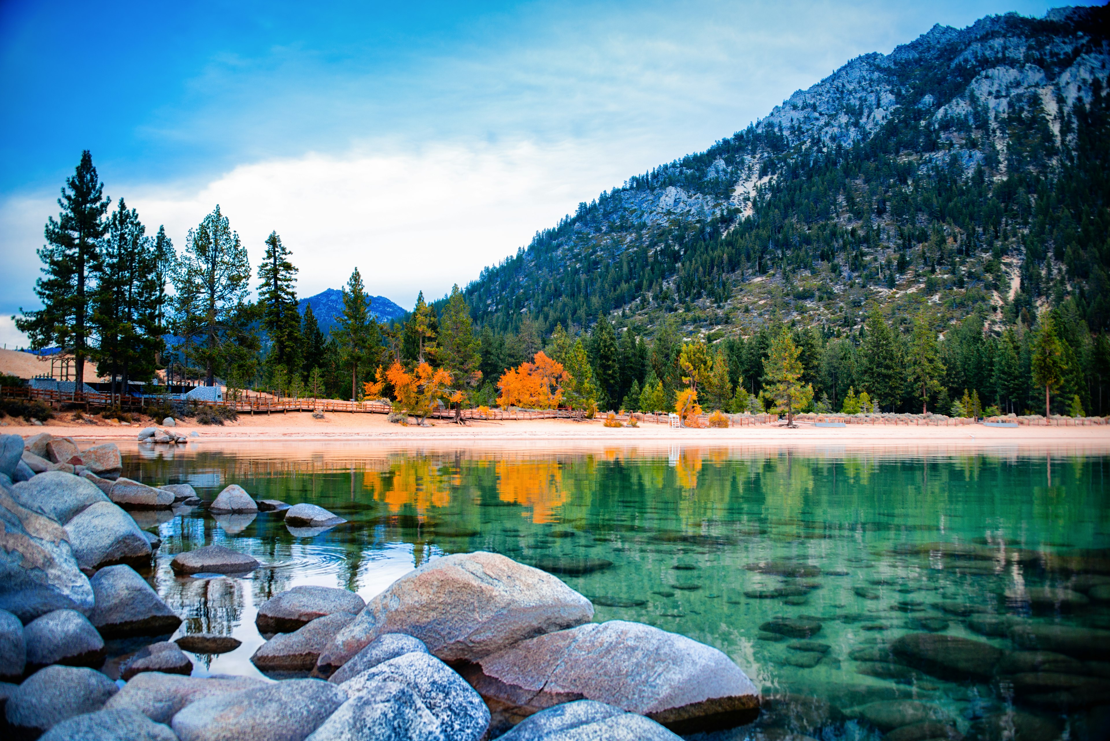 Tranquil Lake Tahoe during fall