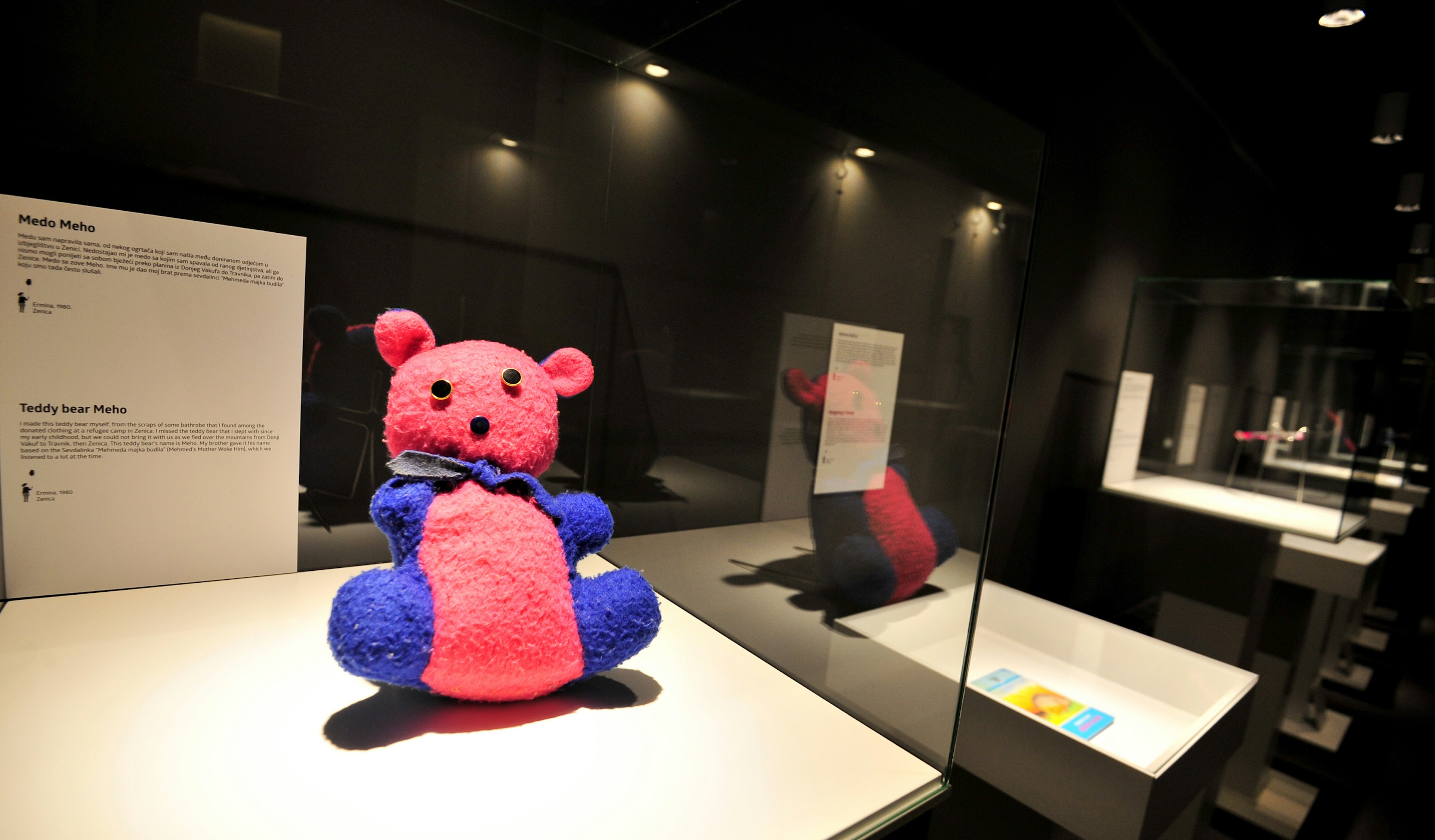 an home made teddy bear displayed at Sarajevo’s War Childhood Museum. Ballet slippers, tinned food and drawings by a sister killed from shelling are found among the objects in a new Sarajevo museum used to tell stories of life during Bosnia’s war through the eyes of children