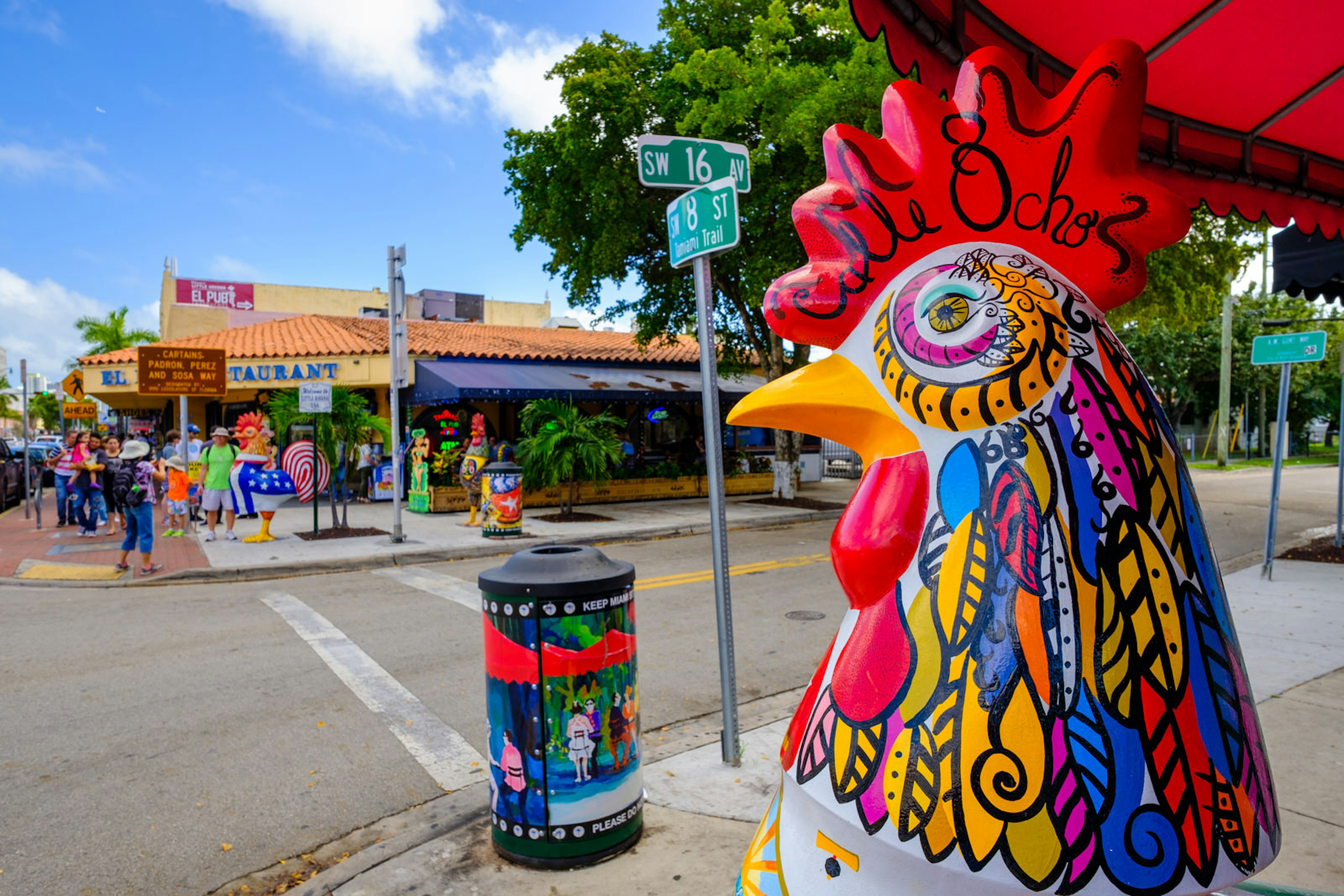 Little Havana’s main thoroughfare, Calle Ocho, is the heart of the neighborhood