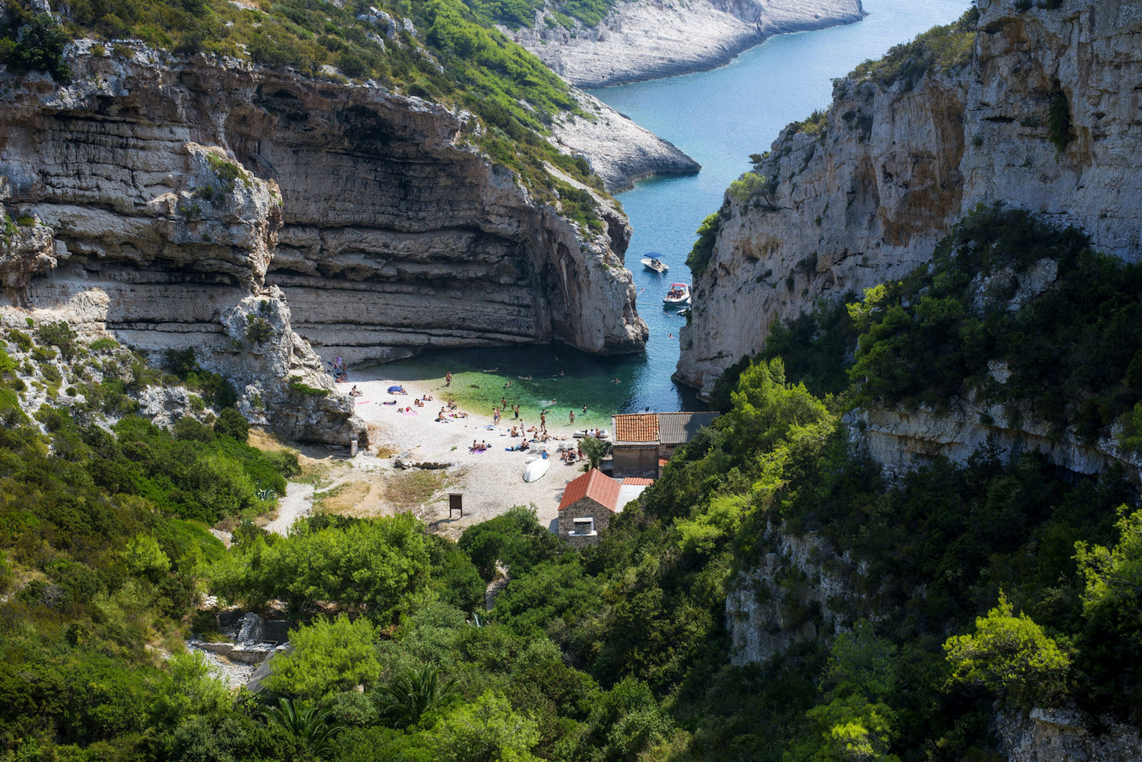 A bird's eye view of Stiniva beach, Vis, Croatia © Matthew Baker / Getty Images