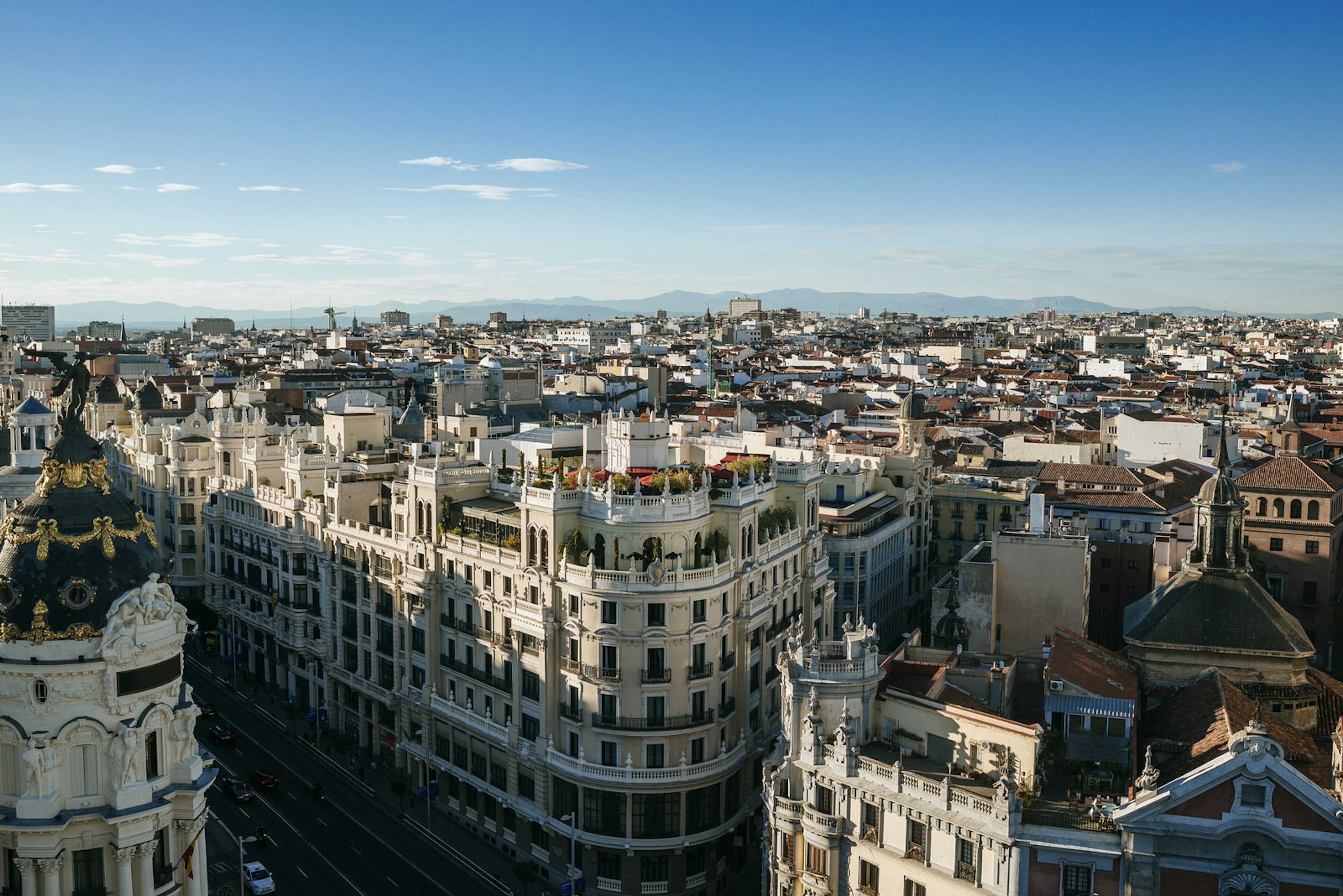 Rooftop view of Madrid's iconic Gran Vía