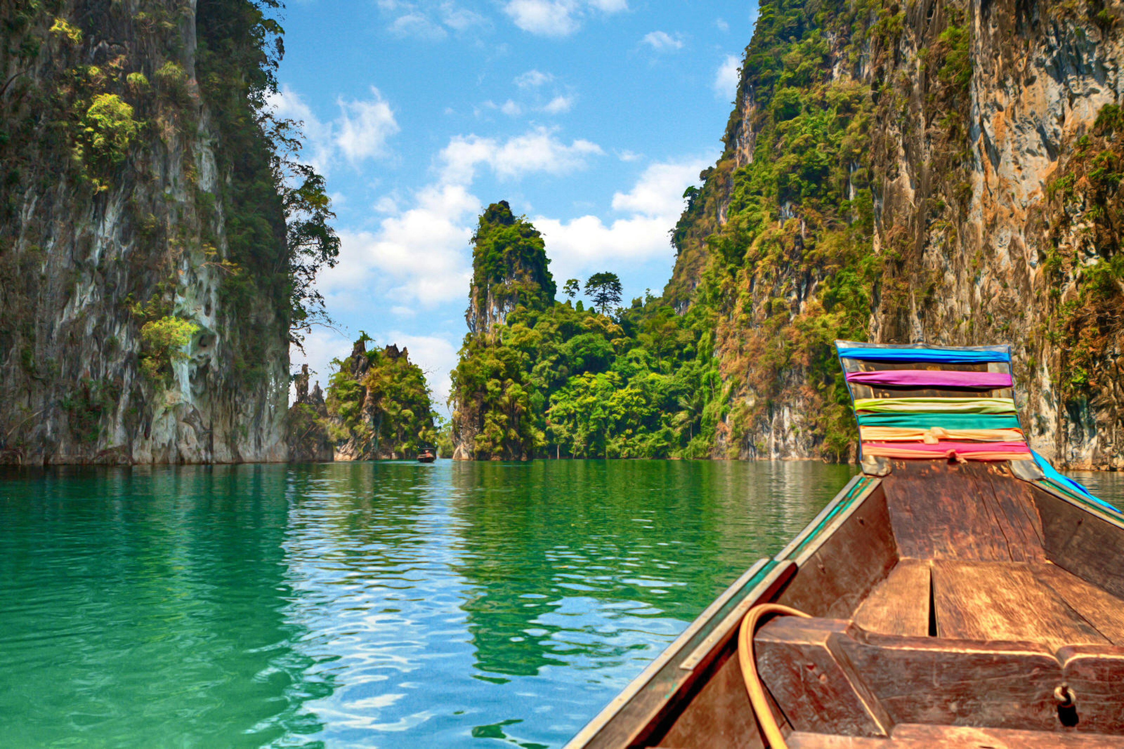 Karst mountains rising from Cheow Lan Lake © Dadoodas / iStock / Getty Images