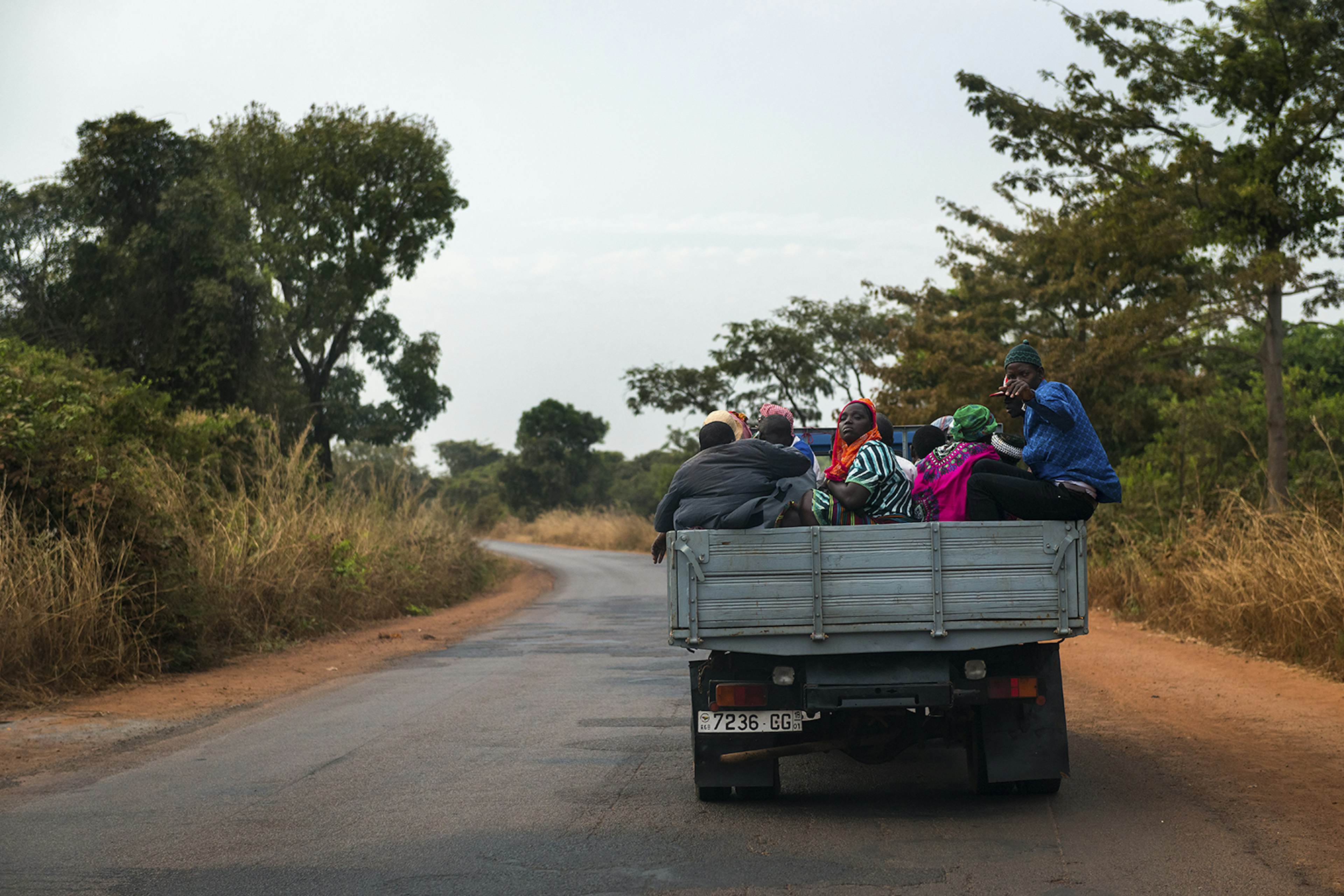 Passengers on a truck in Africa