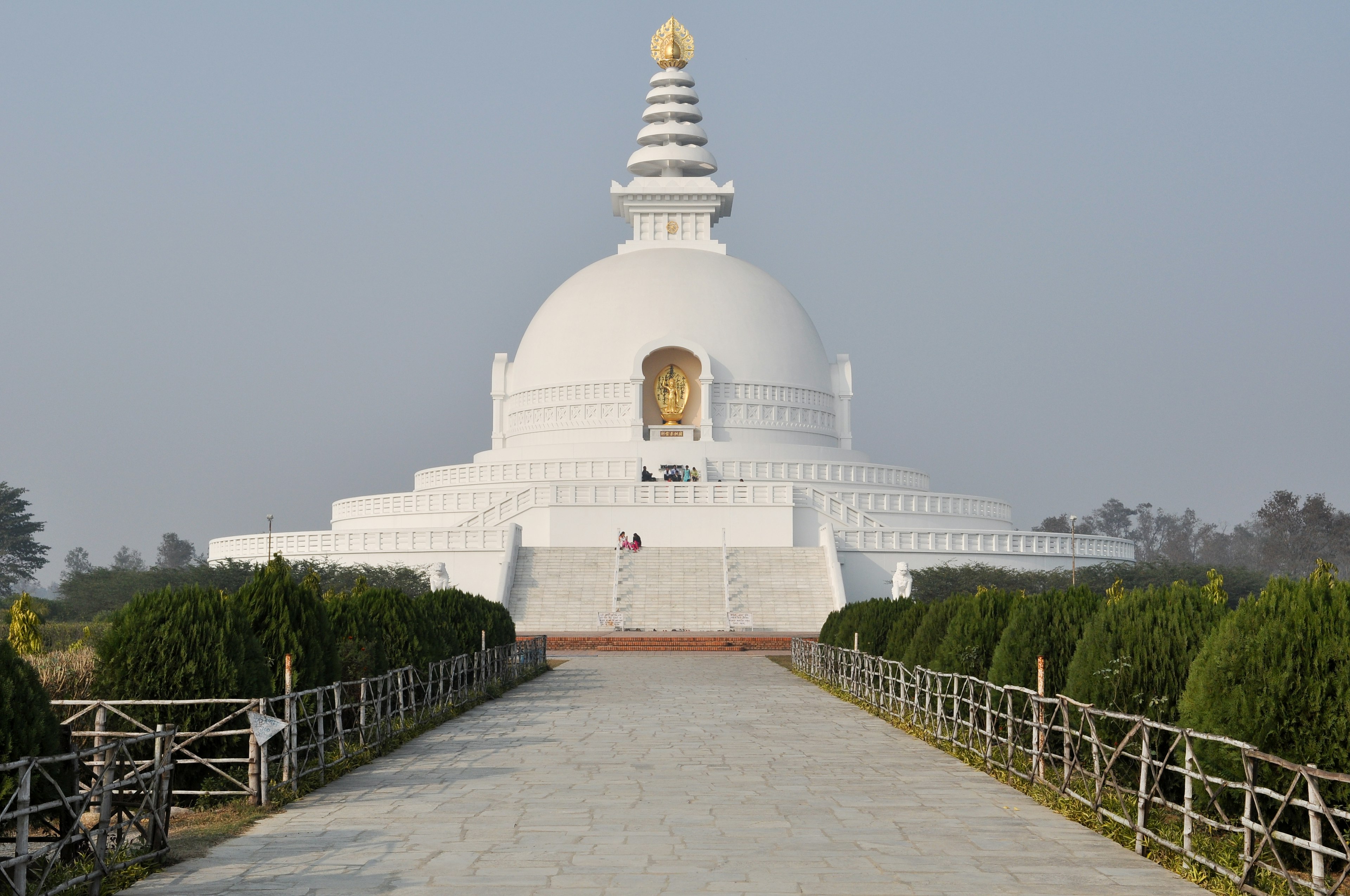 The World Peace Pagoda houses statues of the Buddha. Getty Images