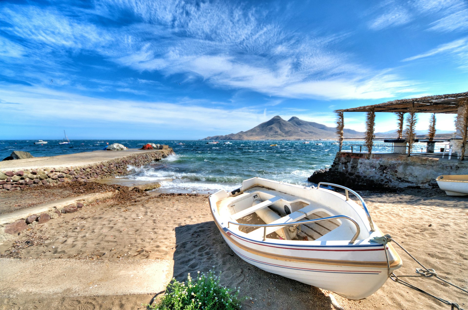 A beach at La Isleta del Moro in Parque Natural del Cabo de Gata-Nijar, Spain