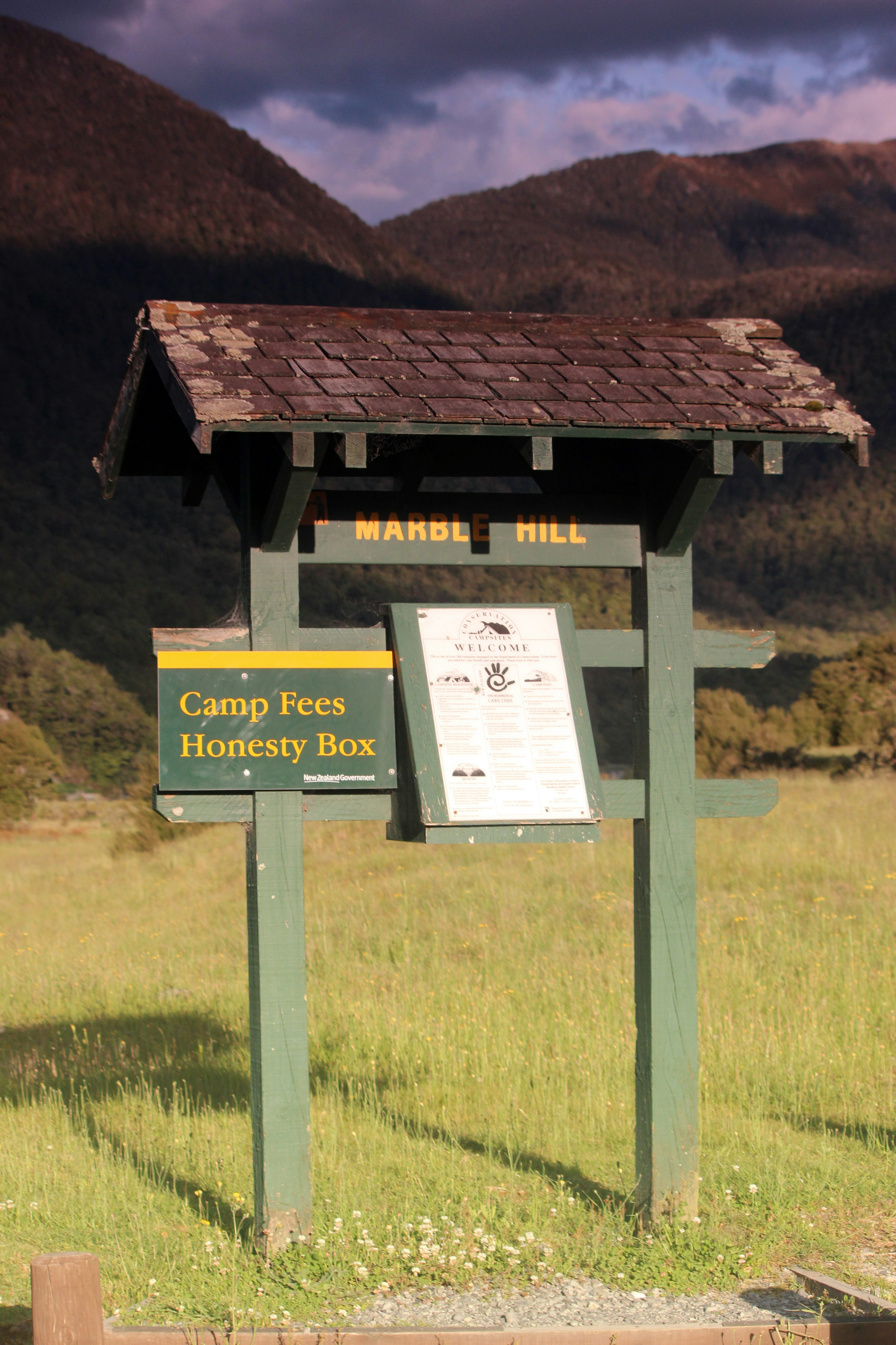 Honesty box at a campsite for travellers to pay their campsite fee in NZ