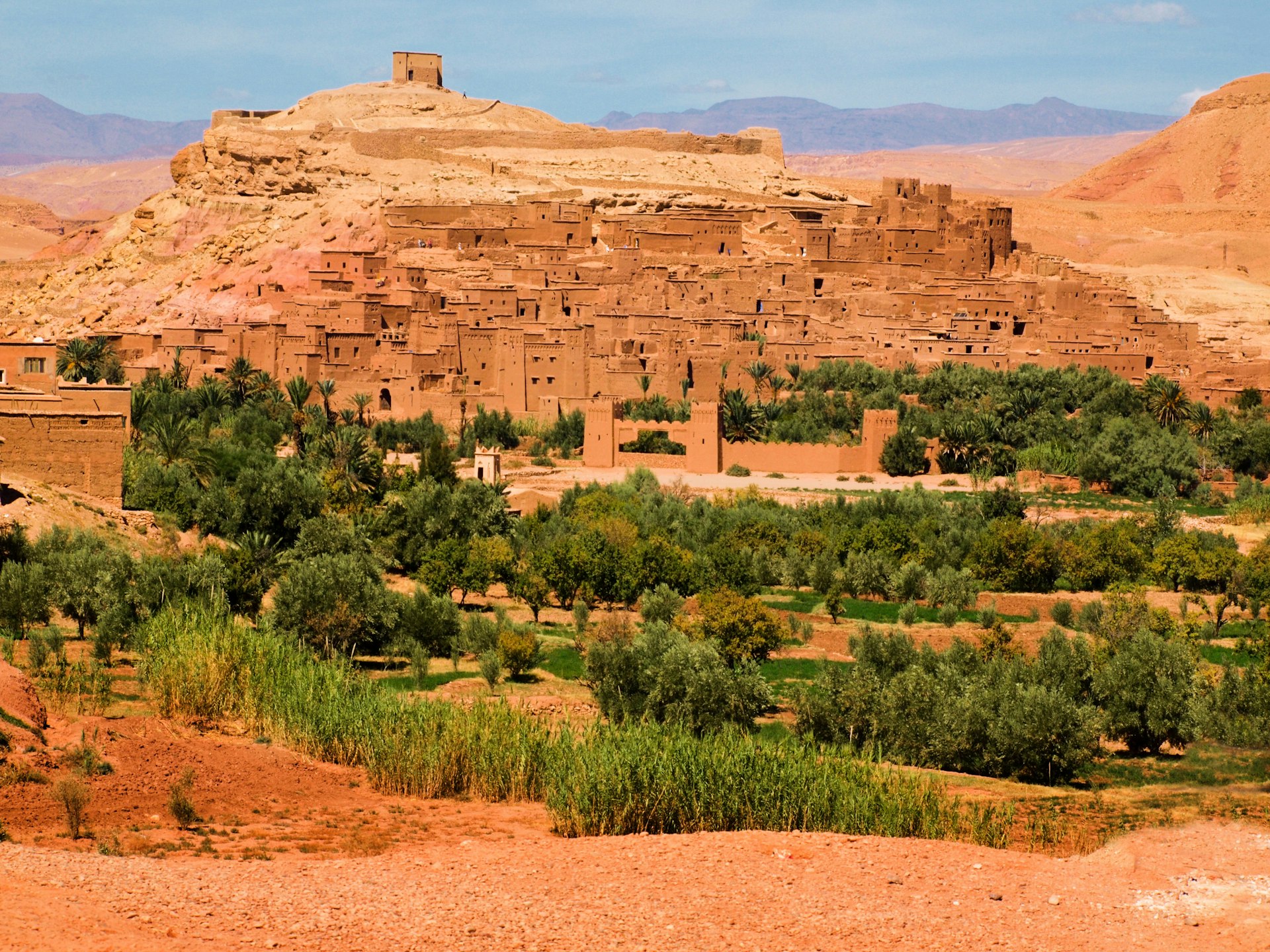 The Ksar Ait Ben Haddou is an old bedouin town where it was a key place in the caravan crossing the Sahara desert.