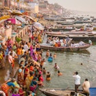 Hindu pilgrims take holy bath in the river ganges on the auspicious Maha Shivaratri festival