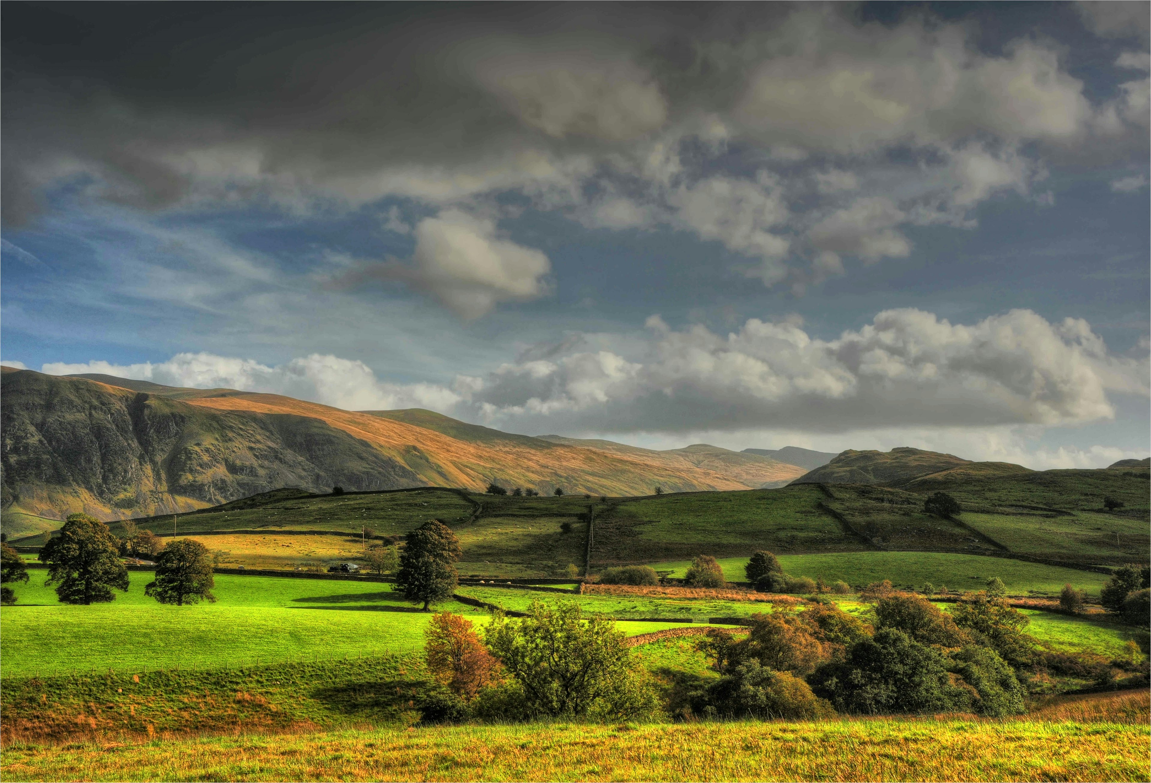 Clouds over a beautiful Yorkshire landscape of trees and fields