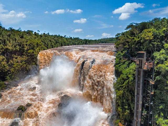 Not far from Iguazú, roaring Monday Falls does not disappoint. Jan-Schneckenhaus/Getty Images