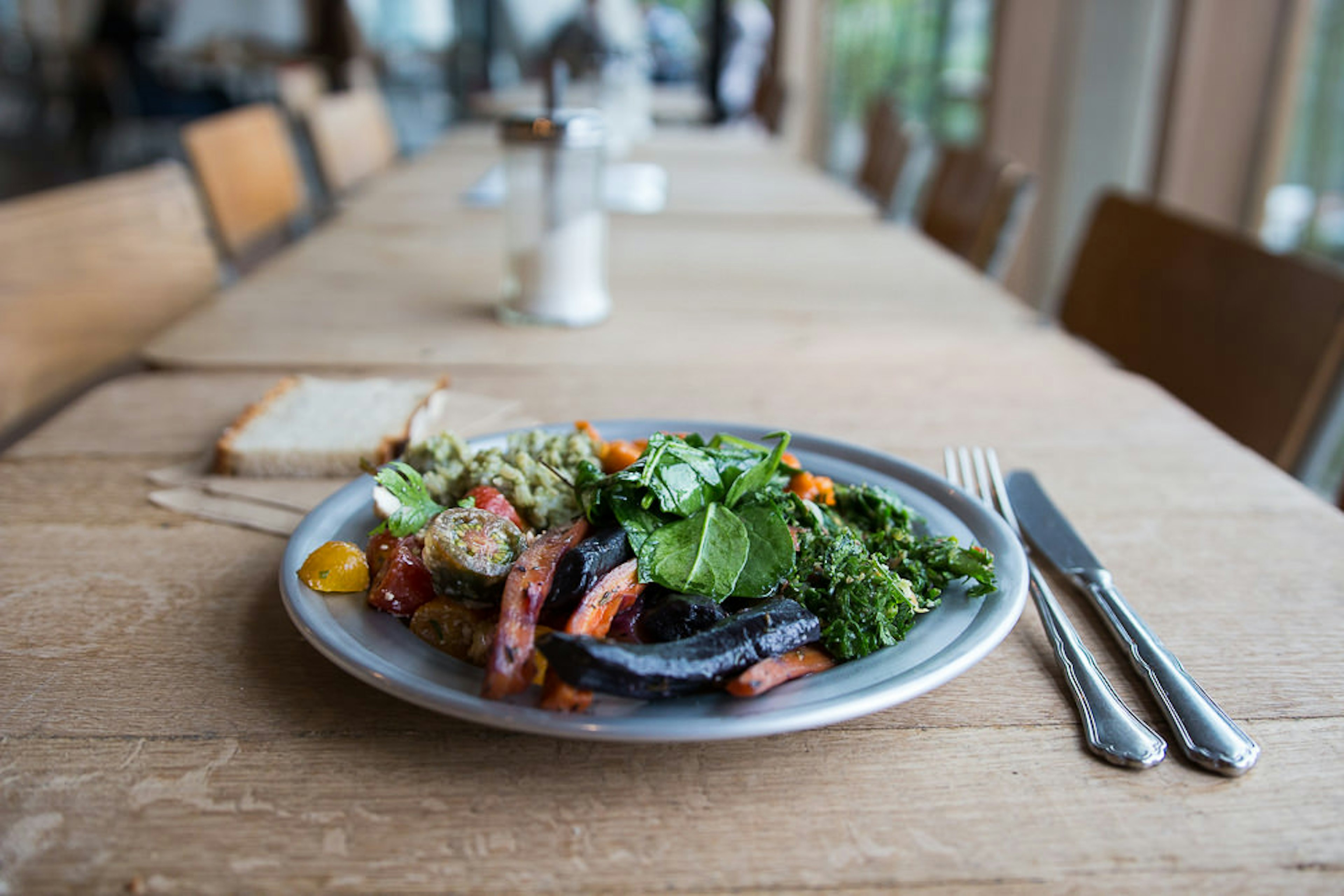 A plate of vegetables at Grand the Central restaurant in Brussels, Belgium