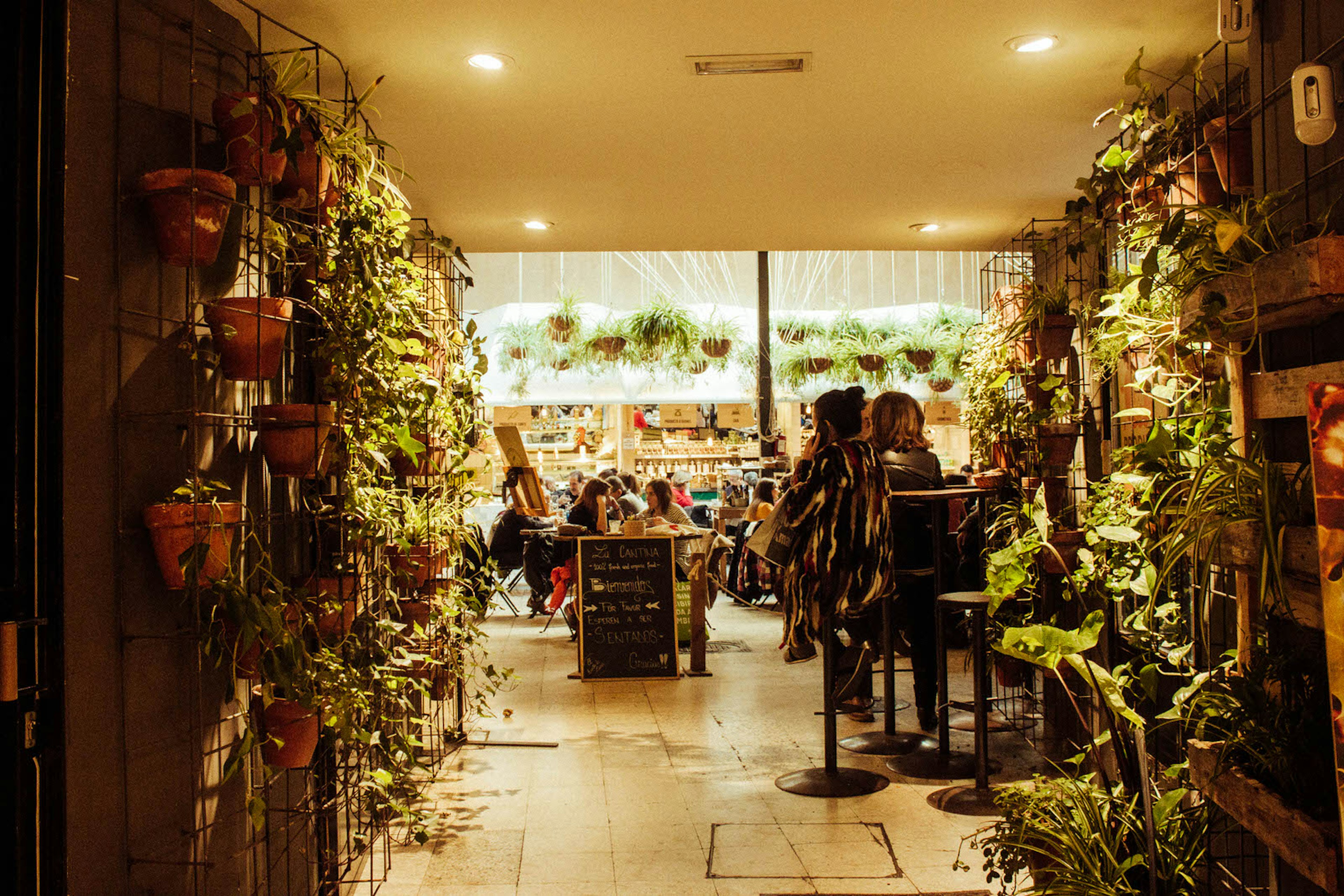 Greenery lines the entrance to El Huerto de Lucas, a restaurant in Madrid