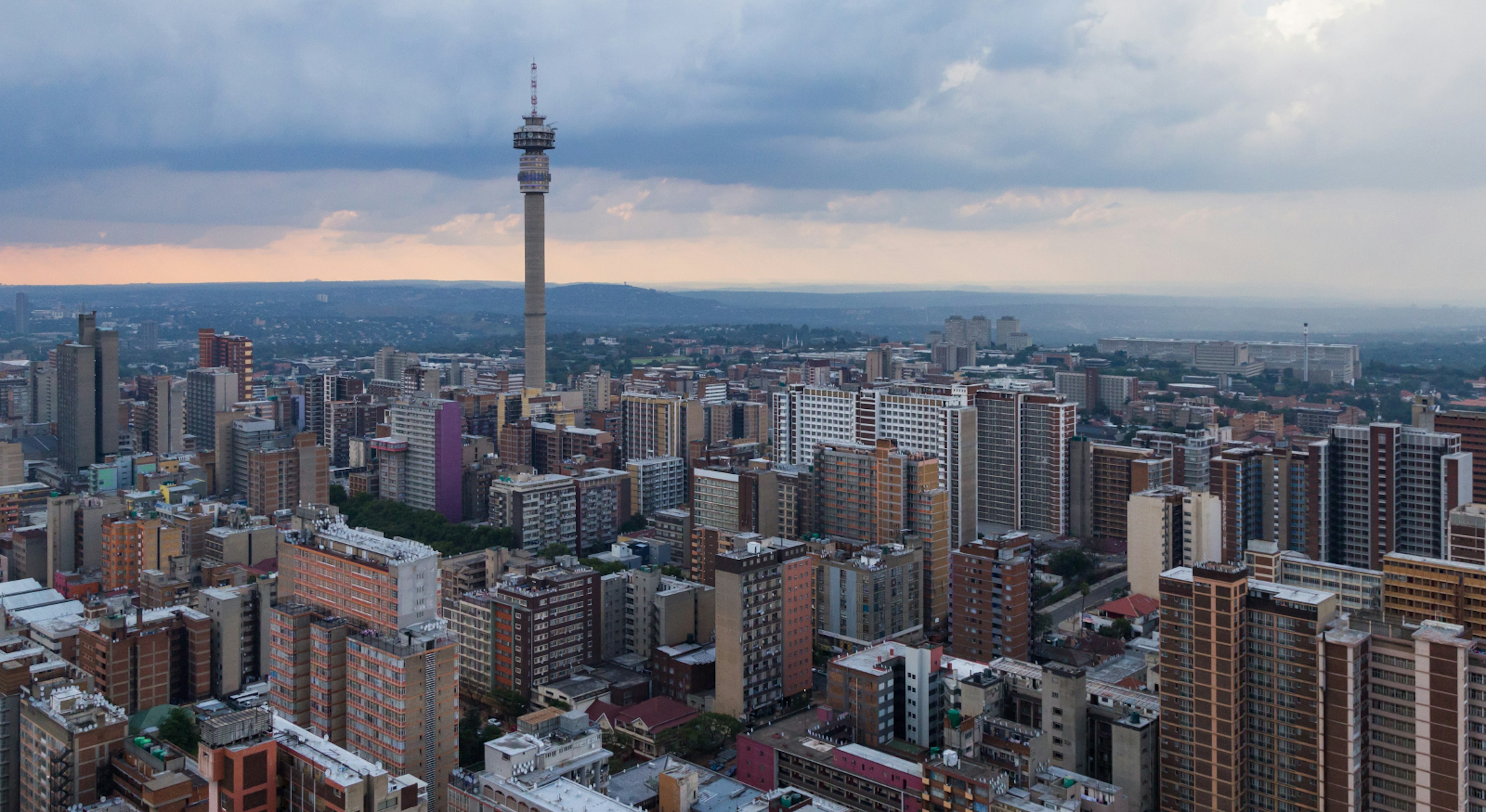 Looking out over downtown Jo'burg's many skyscrapers from 5101, a new events venue in Ponte City cylindrical tower.