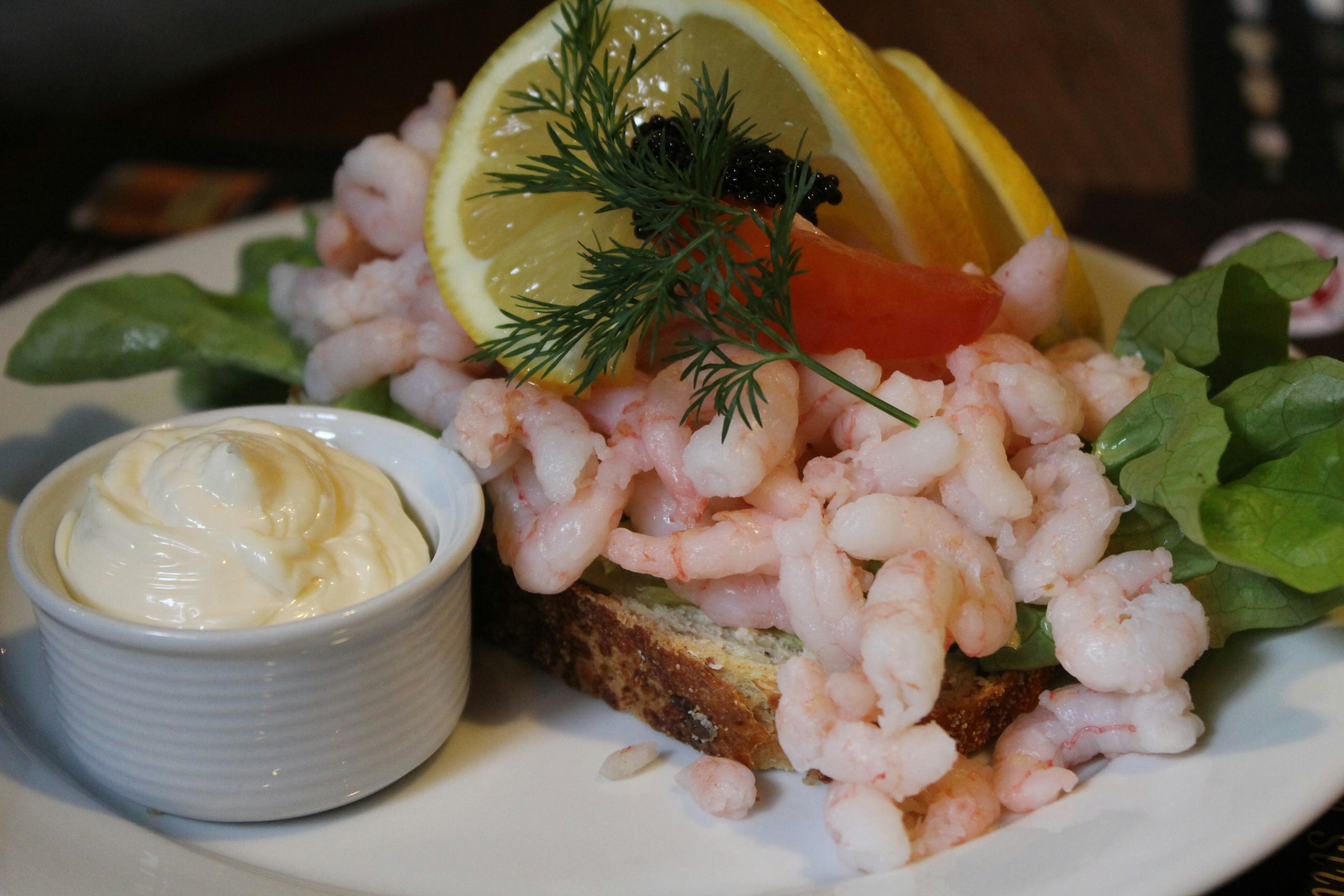 Shrimp smørrebrød – open-face sandwich