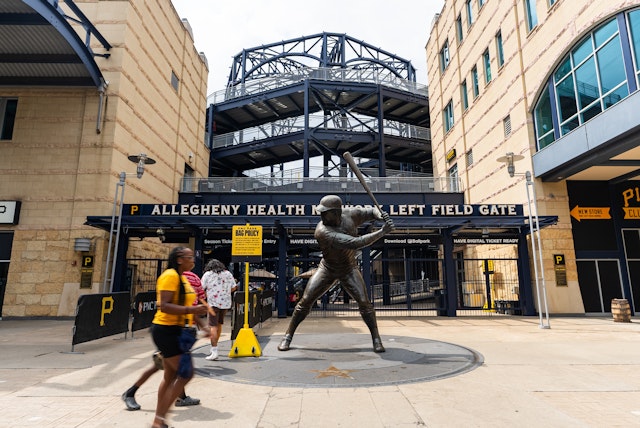 Wide exterior of PNC Park featuring Willie Stargell statue on the North Shore of Pittsburgh
BIT 2025
Pittsburgh, Pennsylvania, USA.