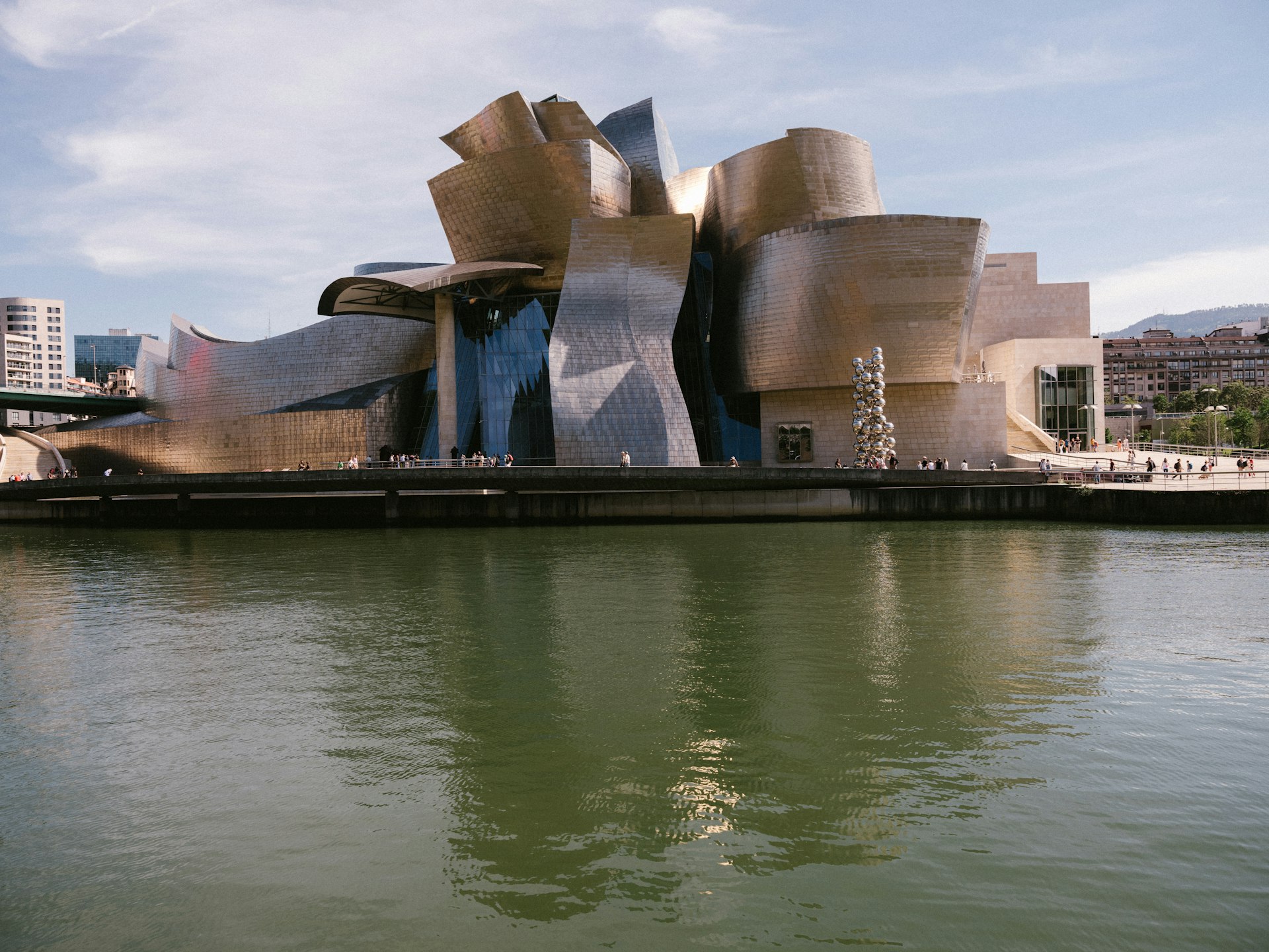 Moody skies over the unique building of the Guggenheim in Bilbao. 