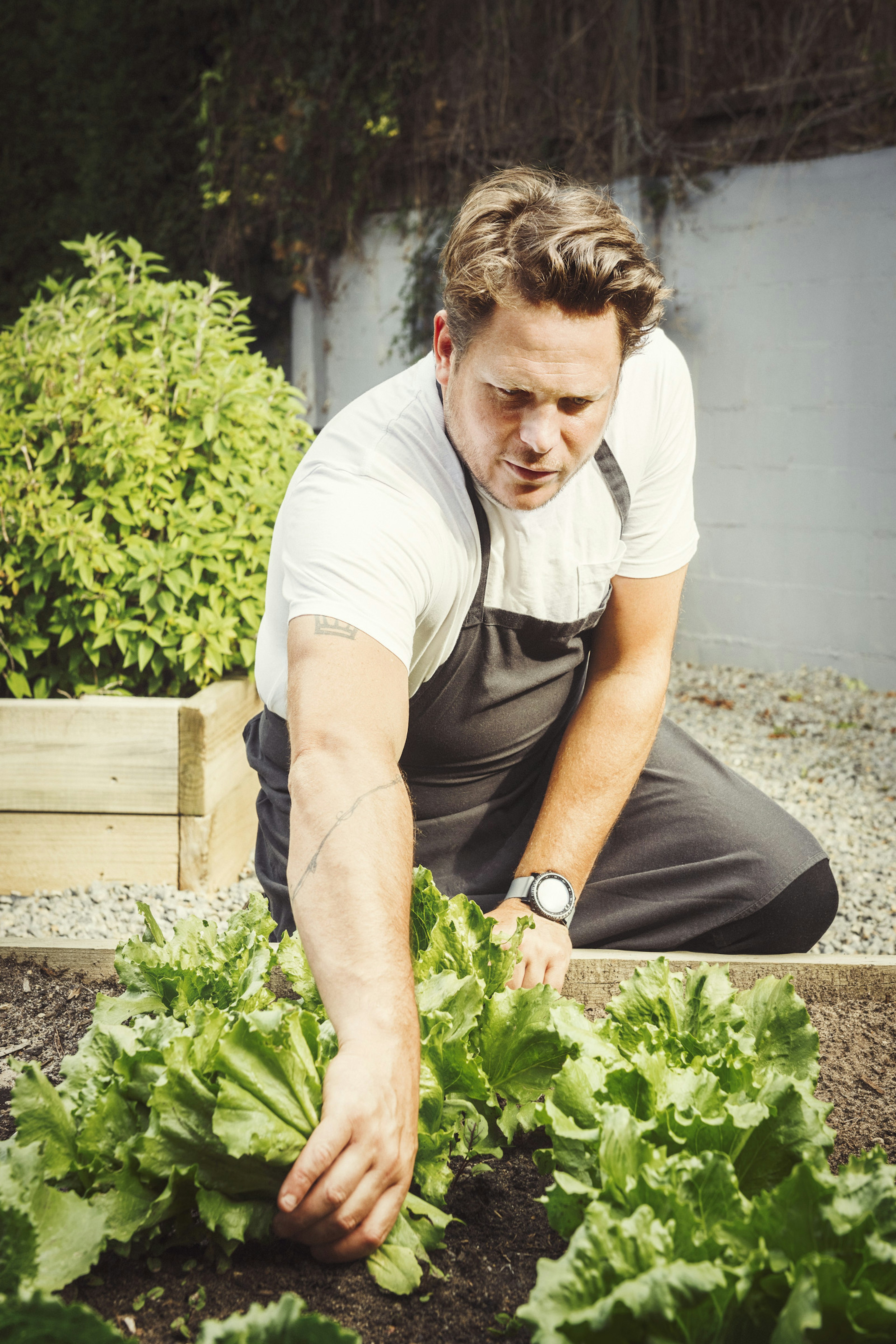 James Viles in the herb garden at his restaurant Biota