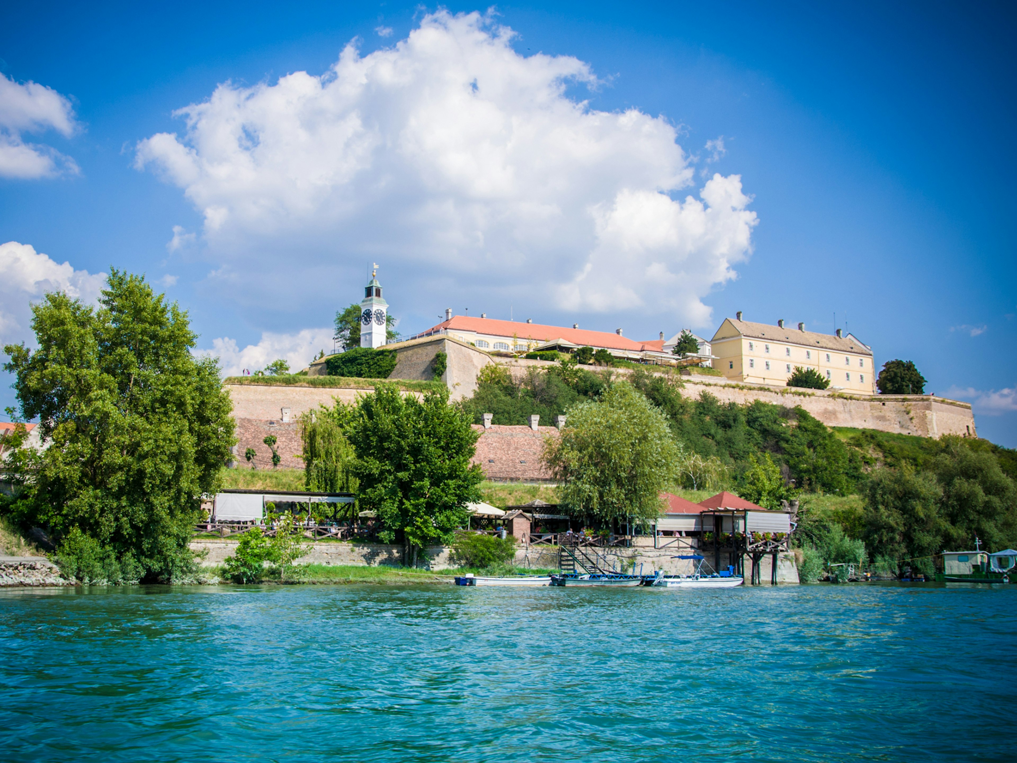 Views of the Petrovaradin Fortress from across the Danube River