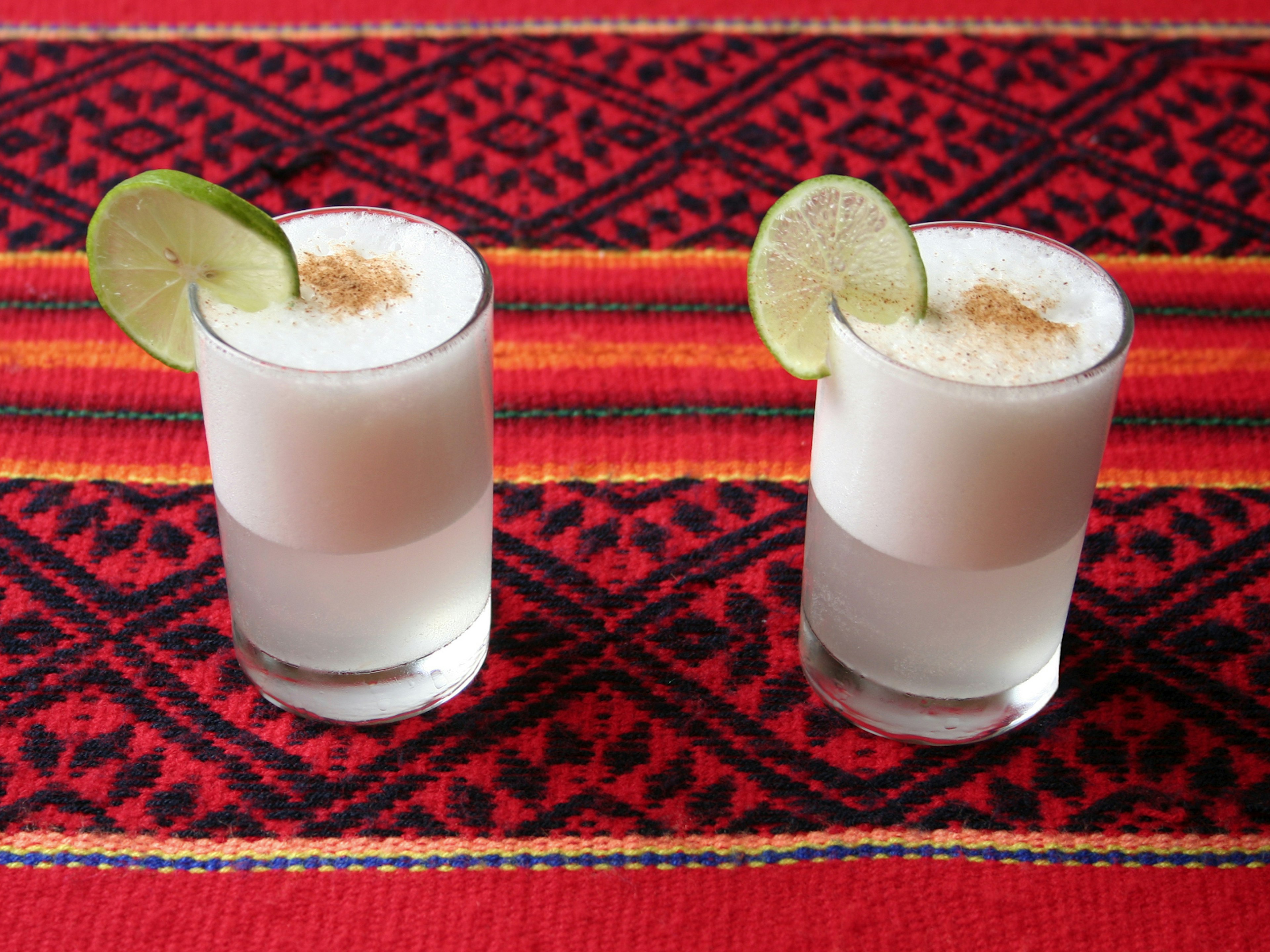 Two traditional pisco sours in Peru