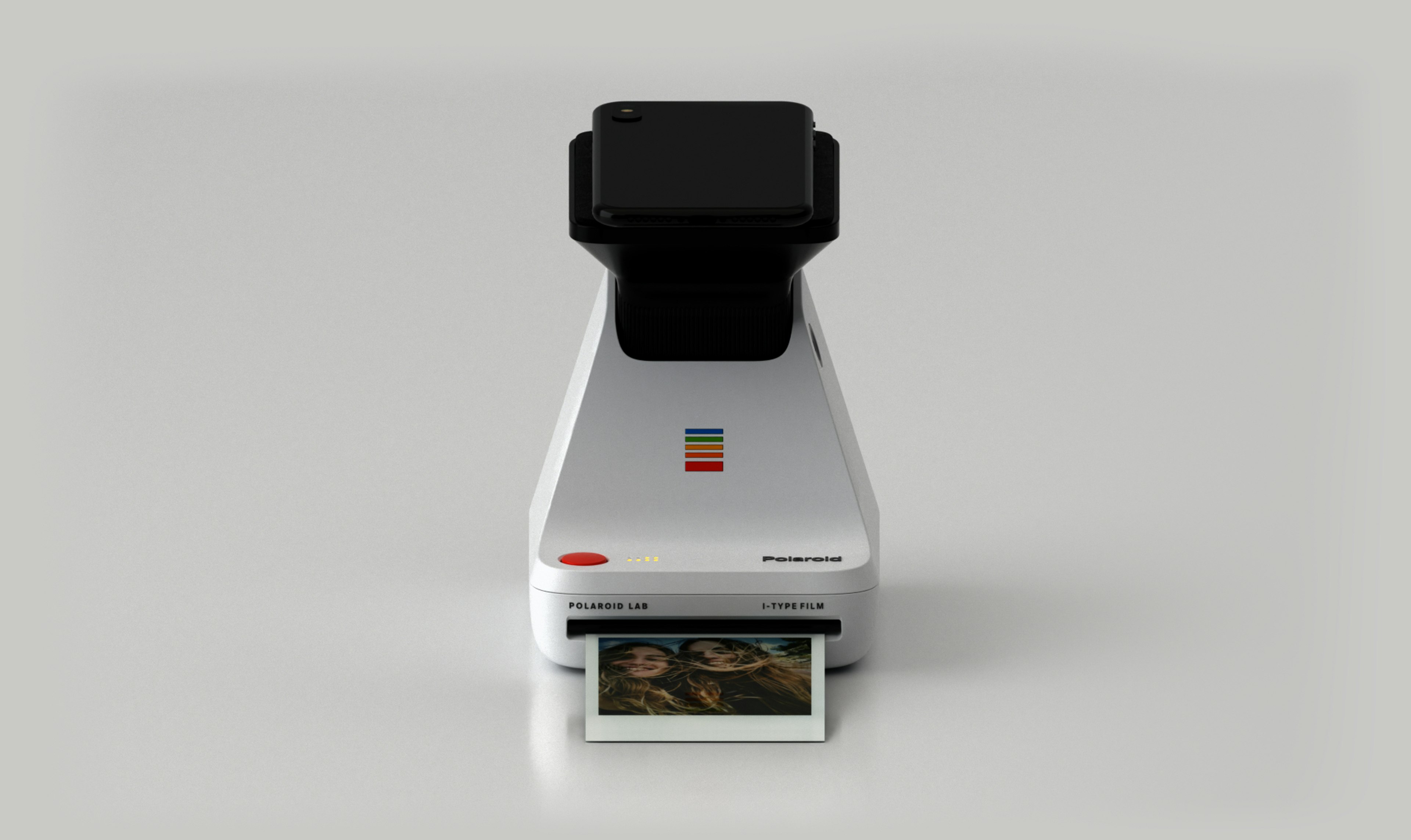 The Polaroid Lab printer, to which a smartphone can be attached.