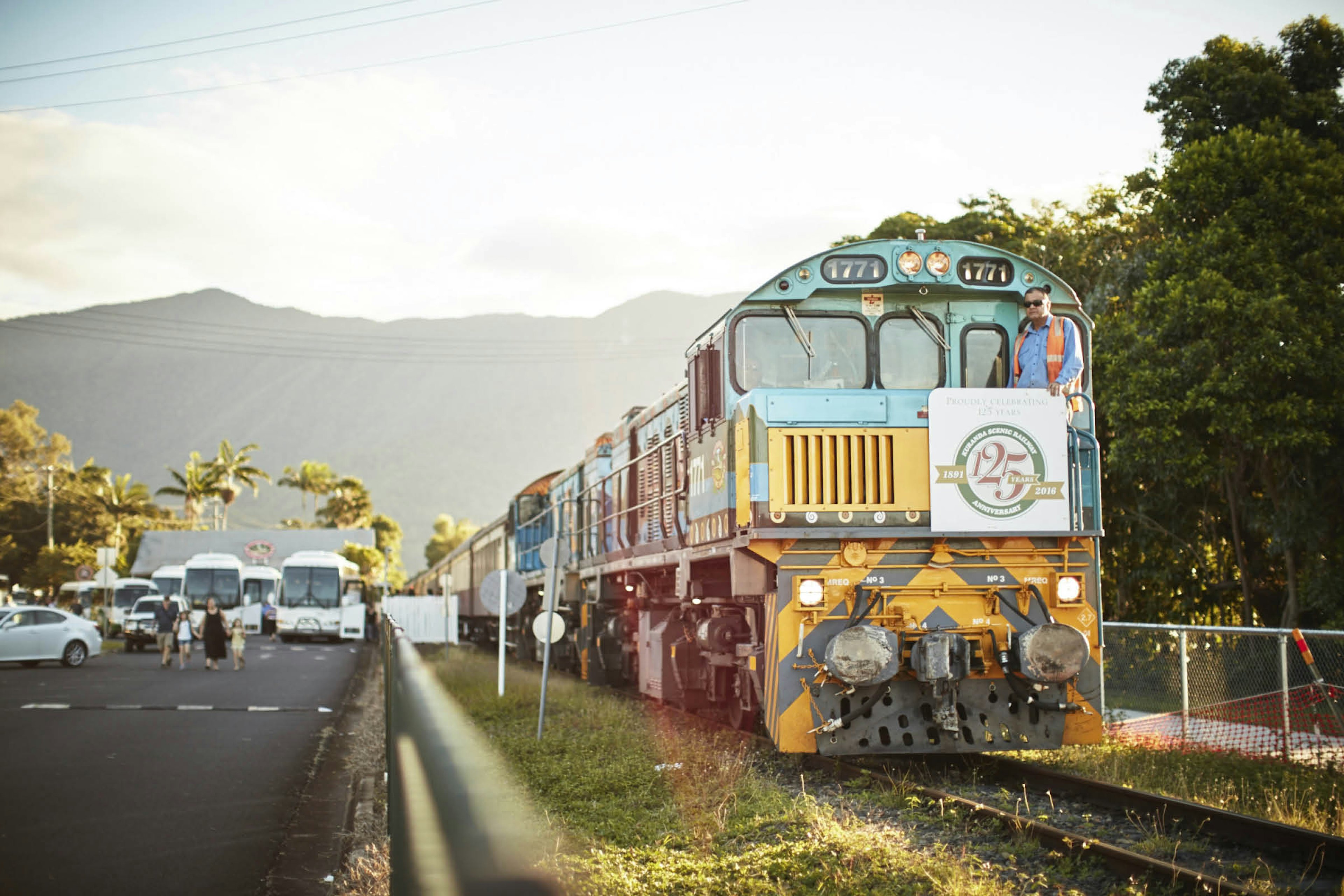 Multicoloured engine on the Kuranda Scenic Railway