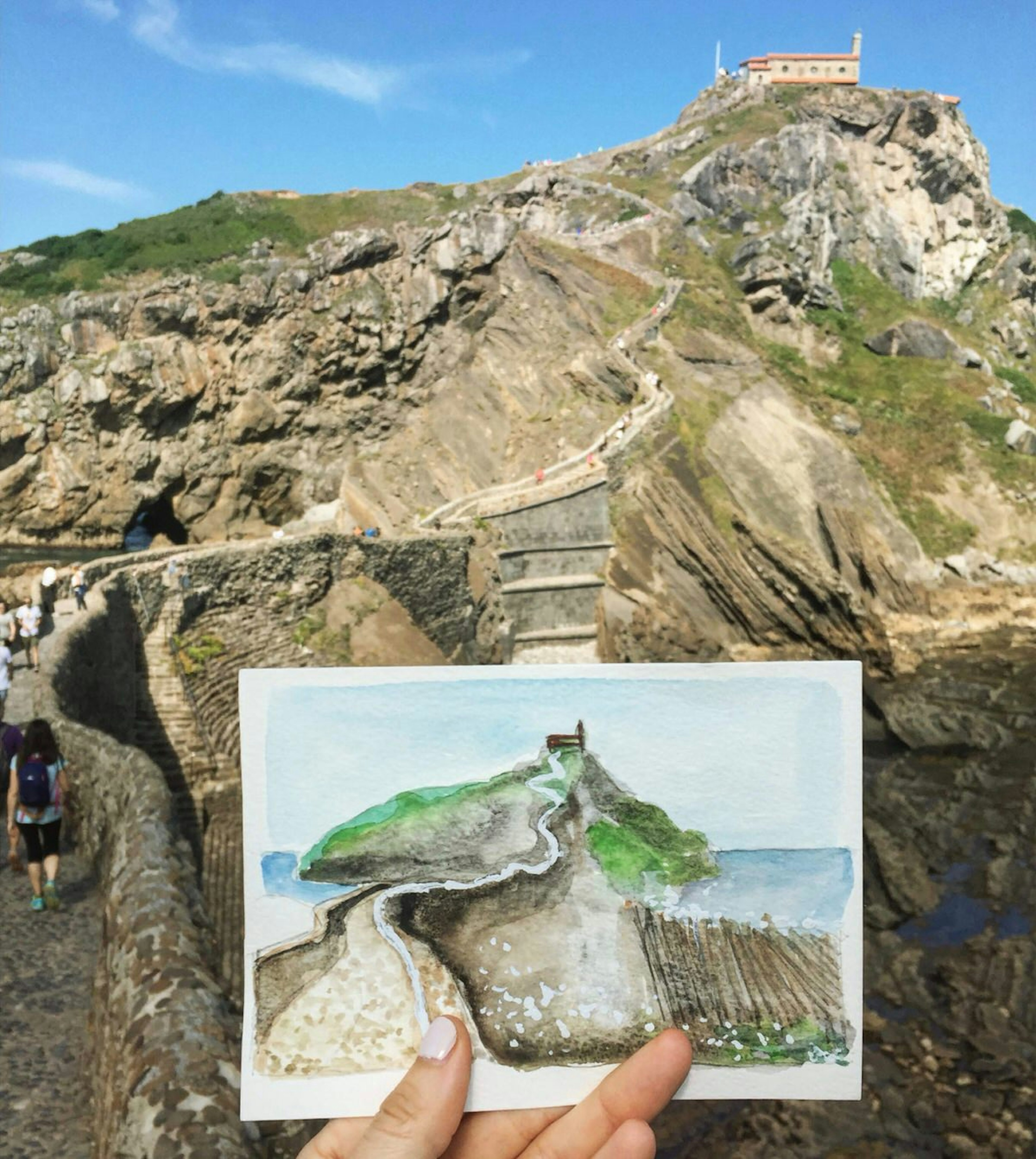 The writer's sketch of San Juan de Gaztelugatxe, Spain