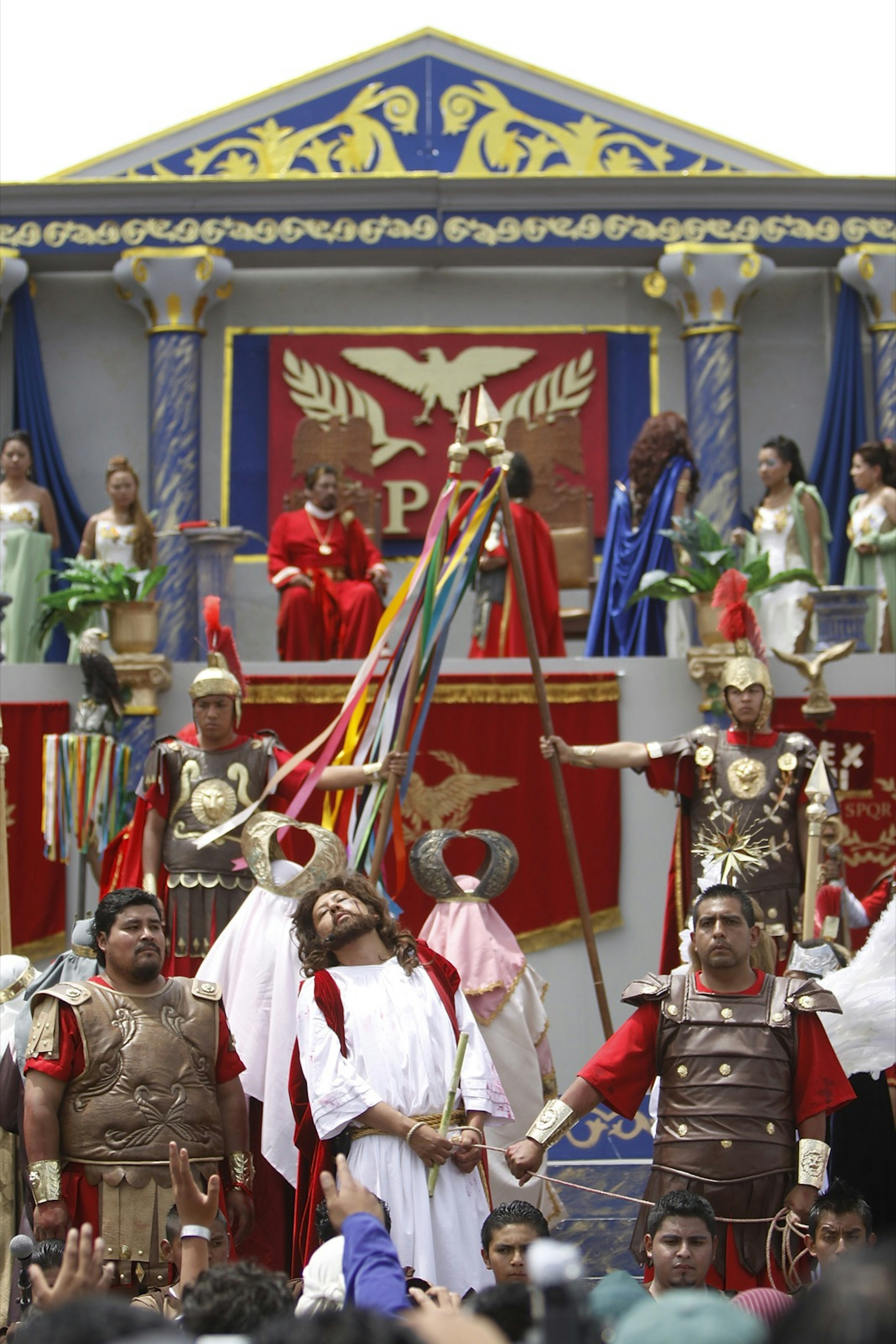 A man portrays Jesus Christ during a reenactment of the Passion of Jesus Christ in the Iztapalapa district of Mexico City during Good Friday.