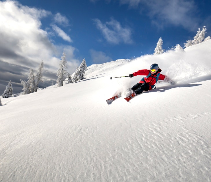 A skier goes off-piste in Slovenia.
