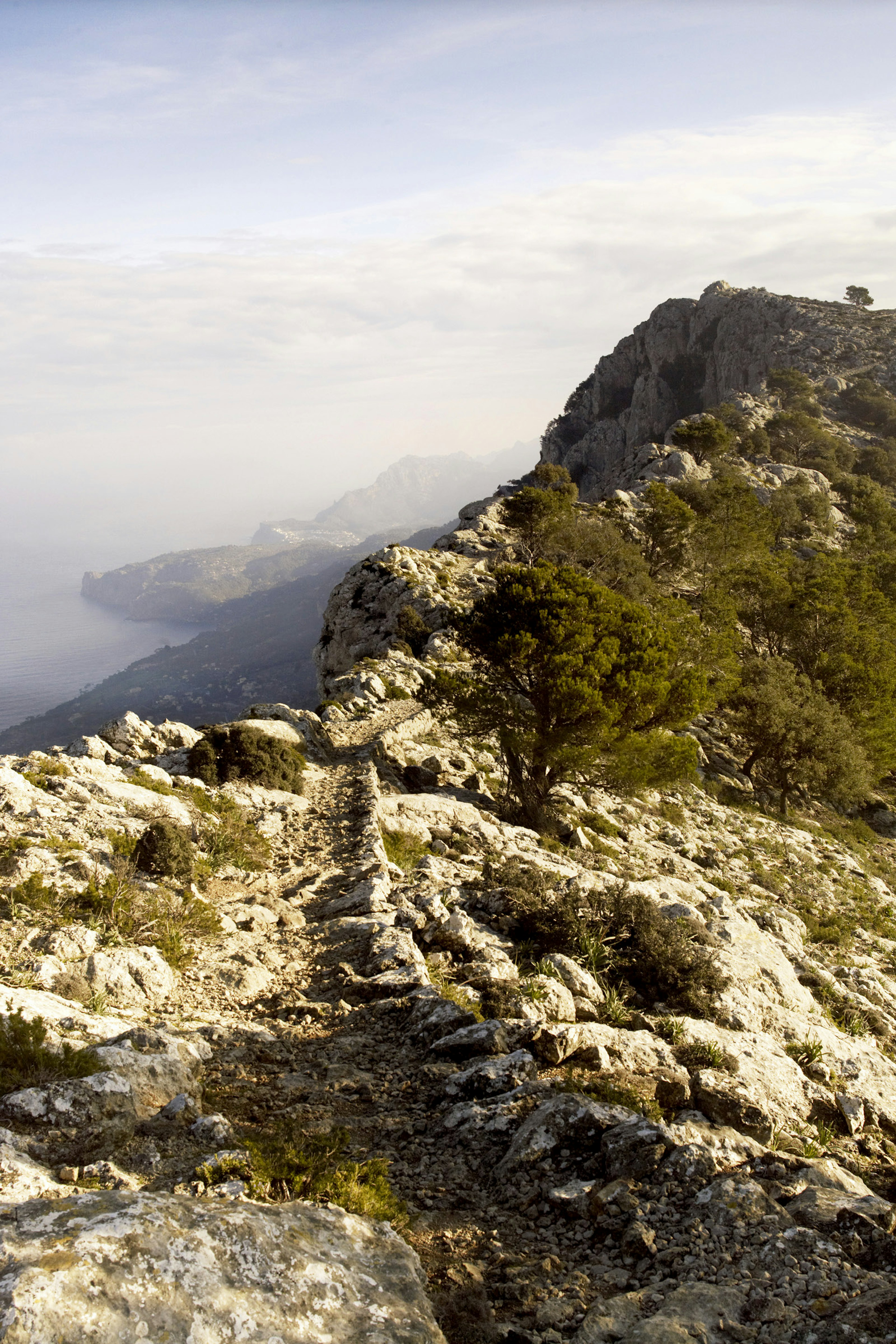 Looking down on Mallorca's west coast from the heights of the trail