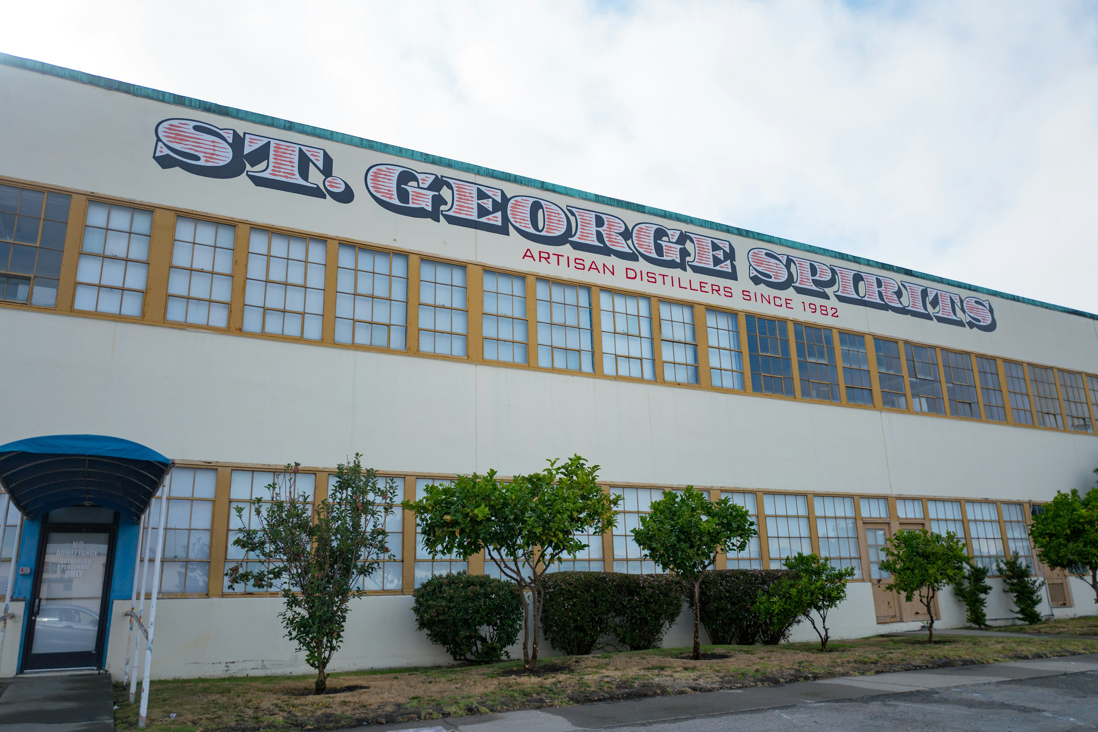 Exterior view of the side of the St George Spirits building; Unusual distilleries