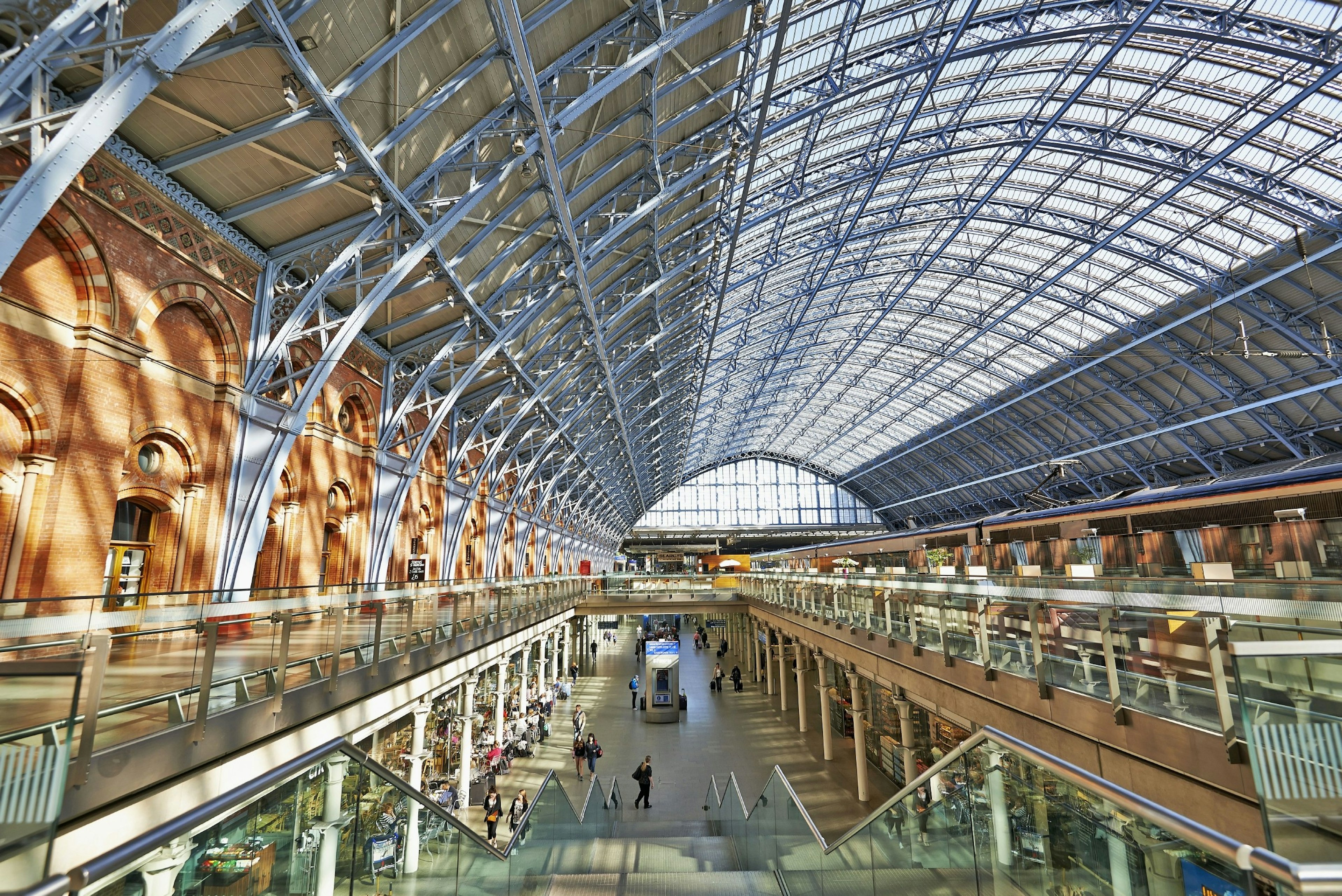 Inside St Pancras International train station in Kings Cross.