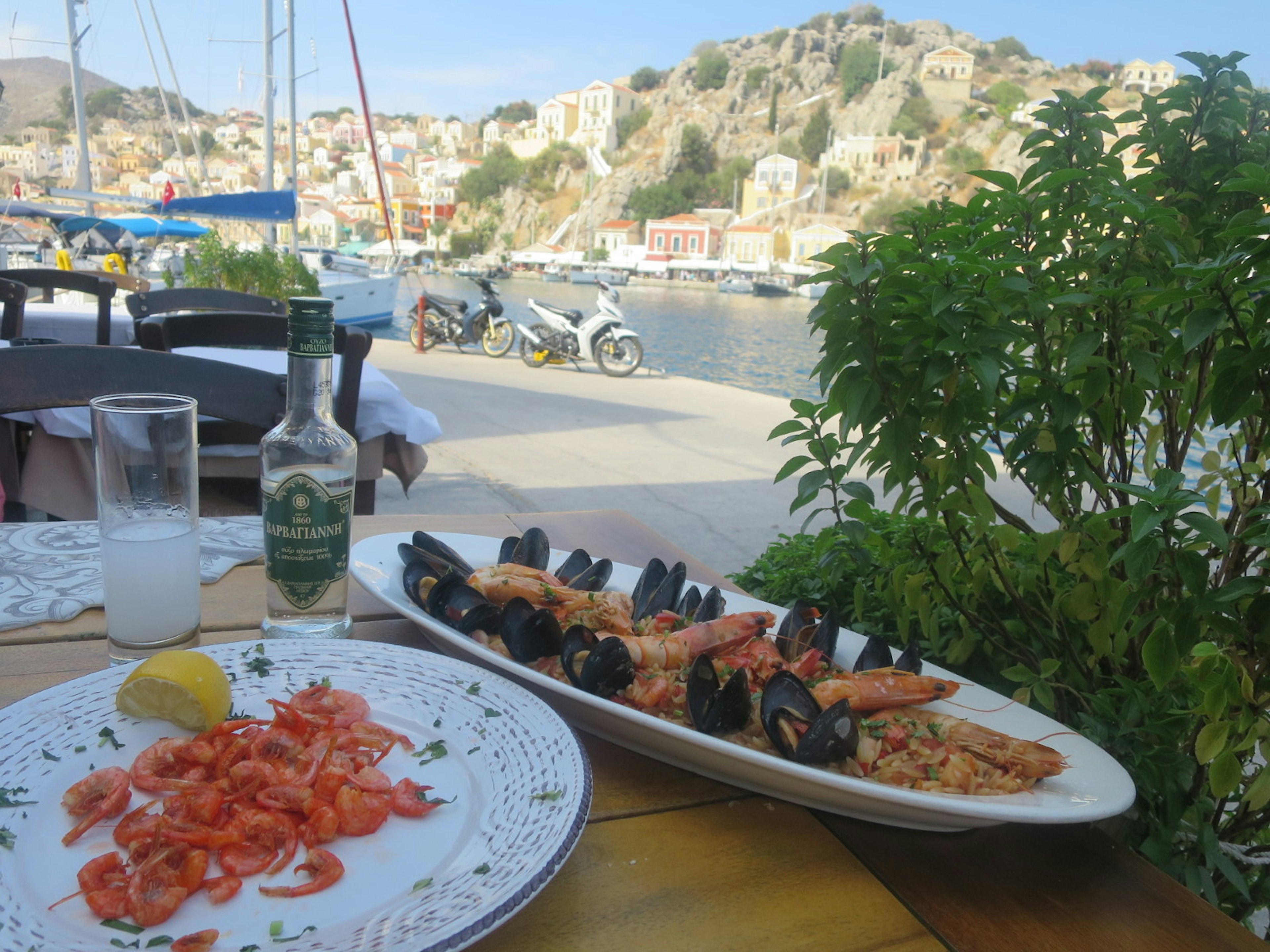 The Symi shrimp are tiny and sweet and eaten in their entirety, like a soft shell crab